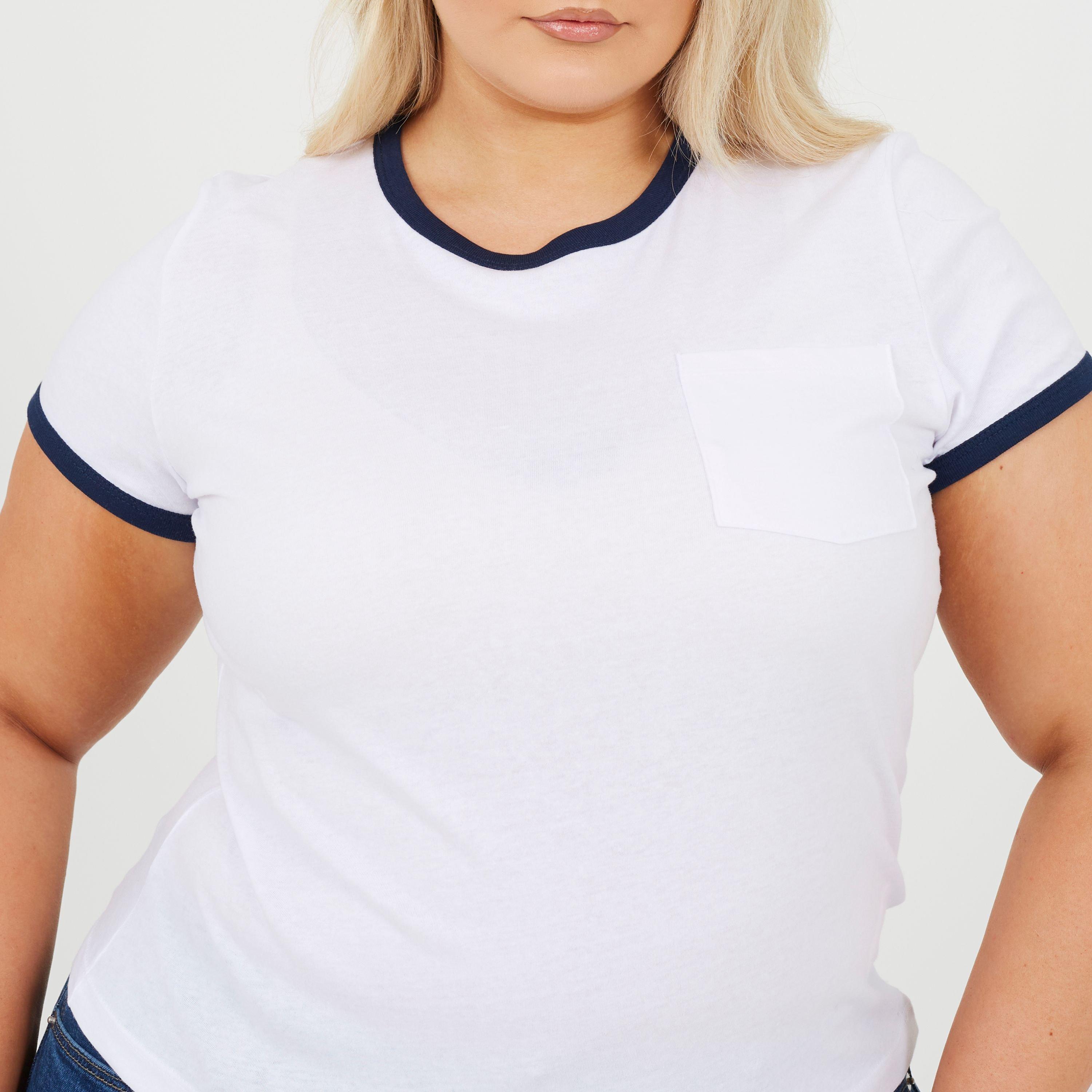 Wit/Marineblauw - Brave Soul - Ps SsBtn Tee Ld99 - 3