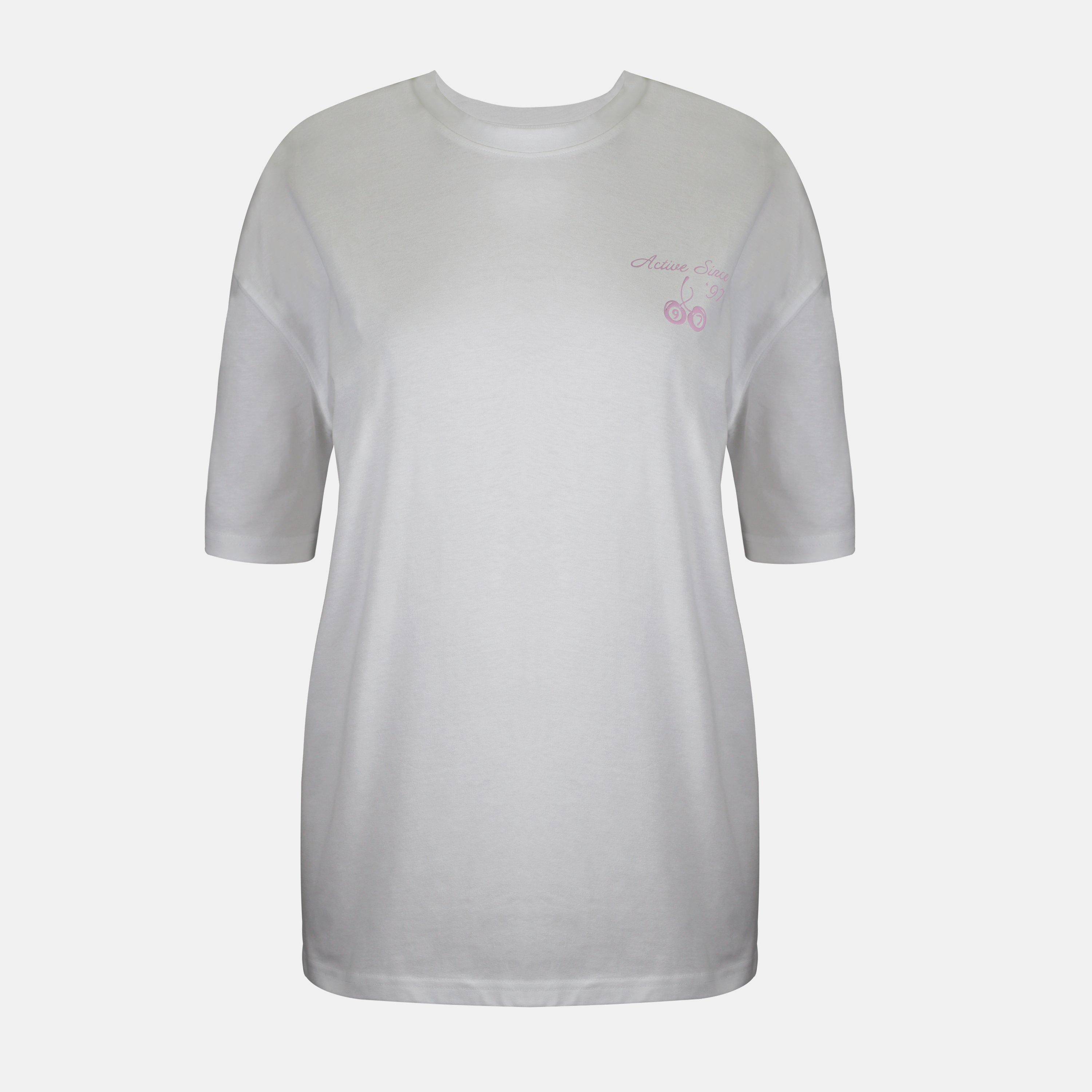 Usa Pro Women's Graphic Cotton Short Sleeve Oversized T-Shirt - Cherry Graphic - 12 (40)