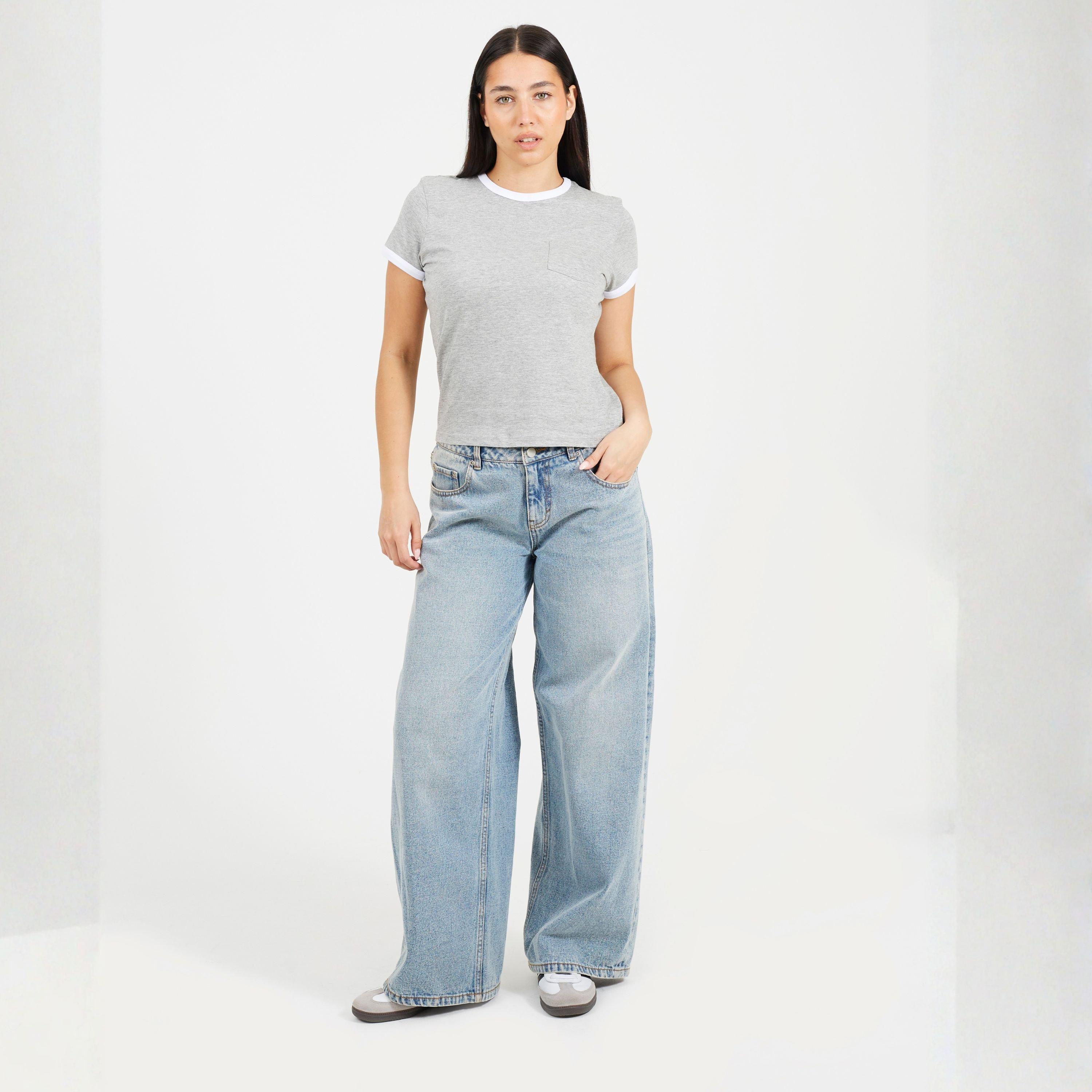 Grey/White - Brave Soul - Short Sleeve Chest Pocket T-shit with Contrast Neck and Sleeve Rib - 4