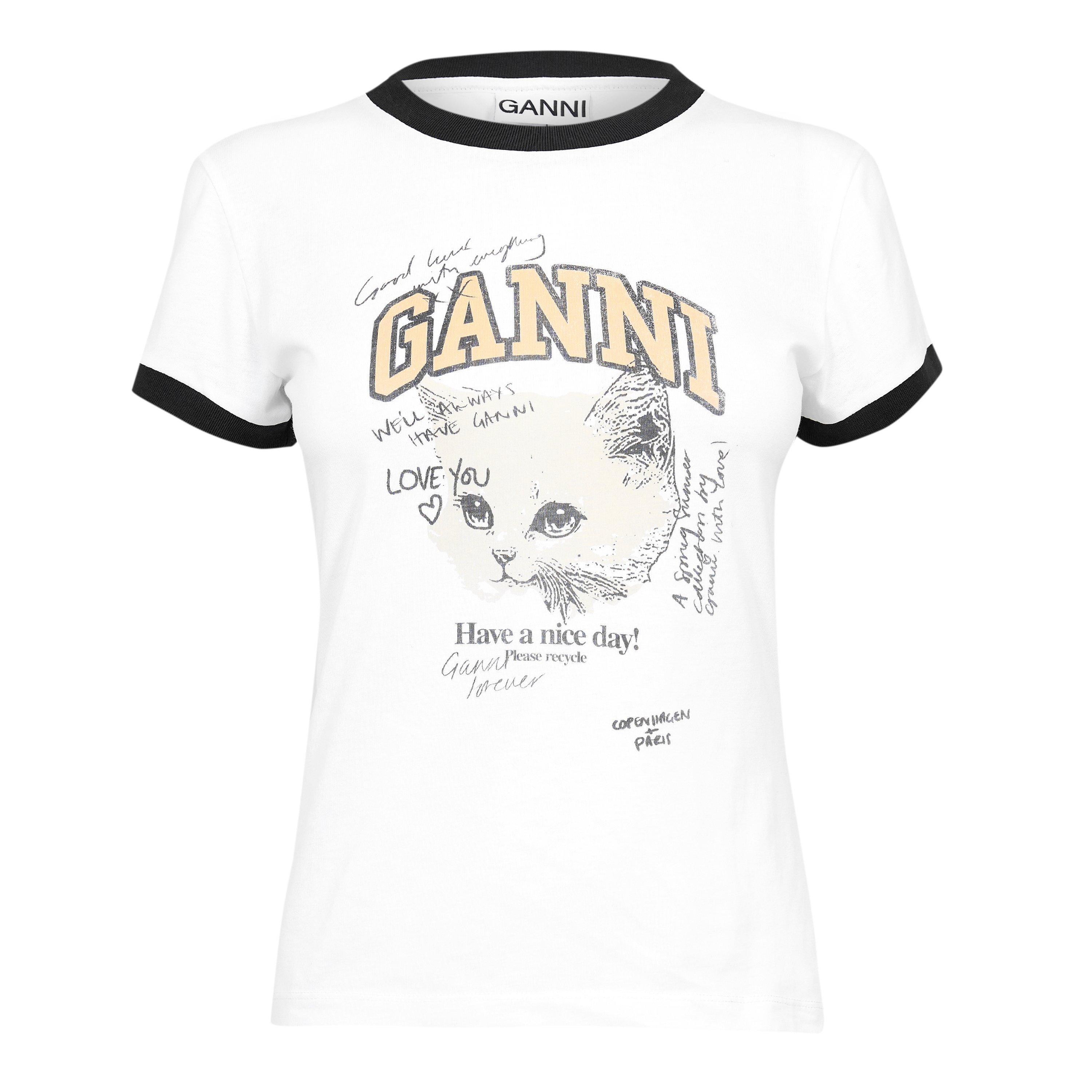 Bright White - Ganni - Women's Basic Cotton Jersey T-Shirt - 1