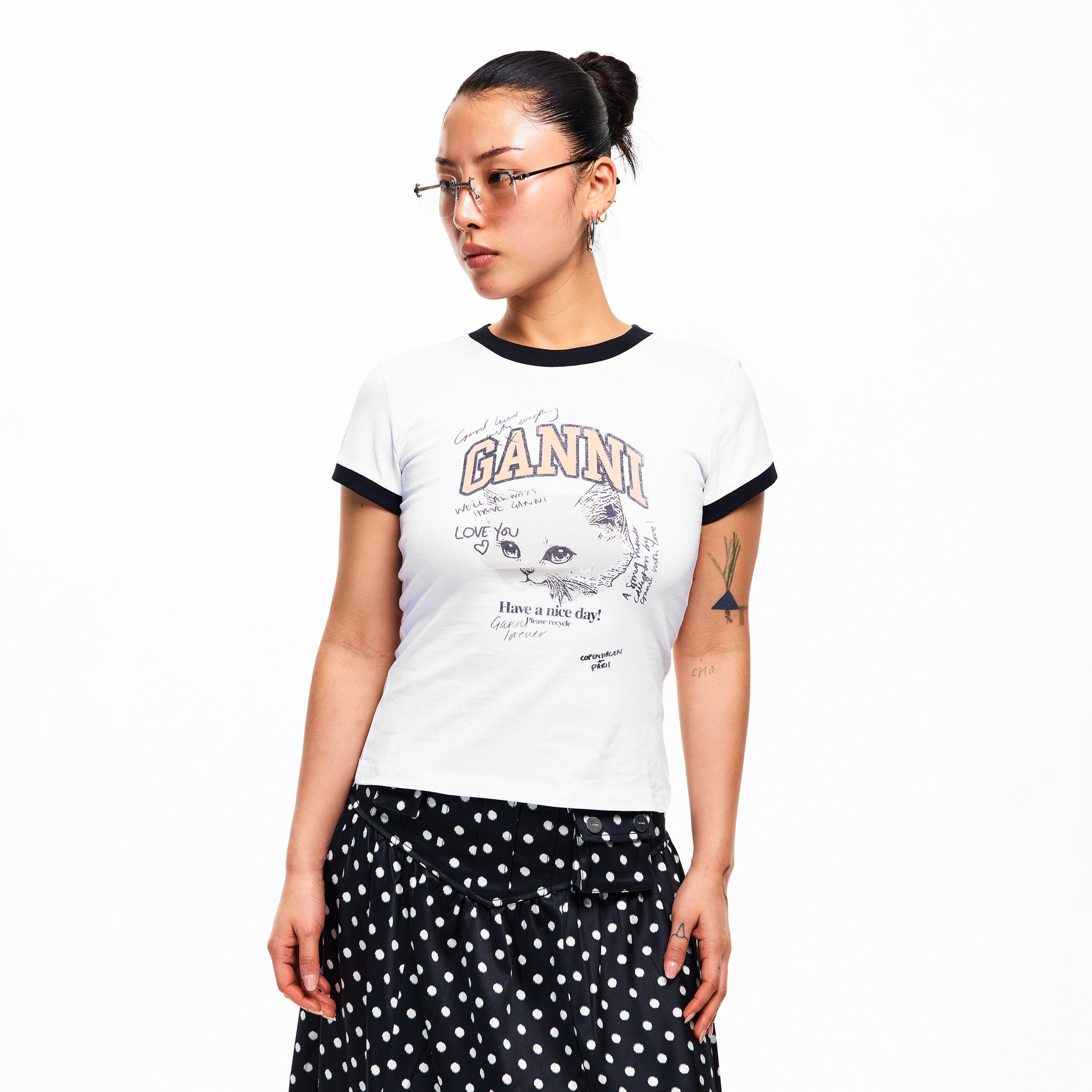 Bright White - Ganni - Women's Basic Cotton Jersey T-Shirt - 3