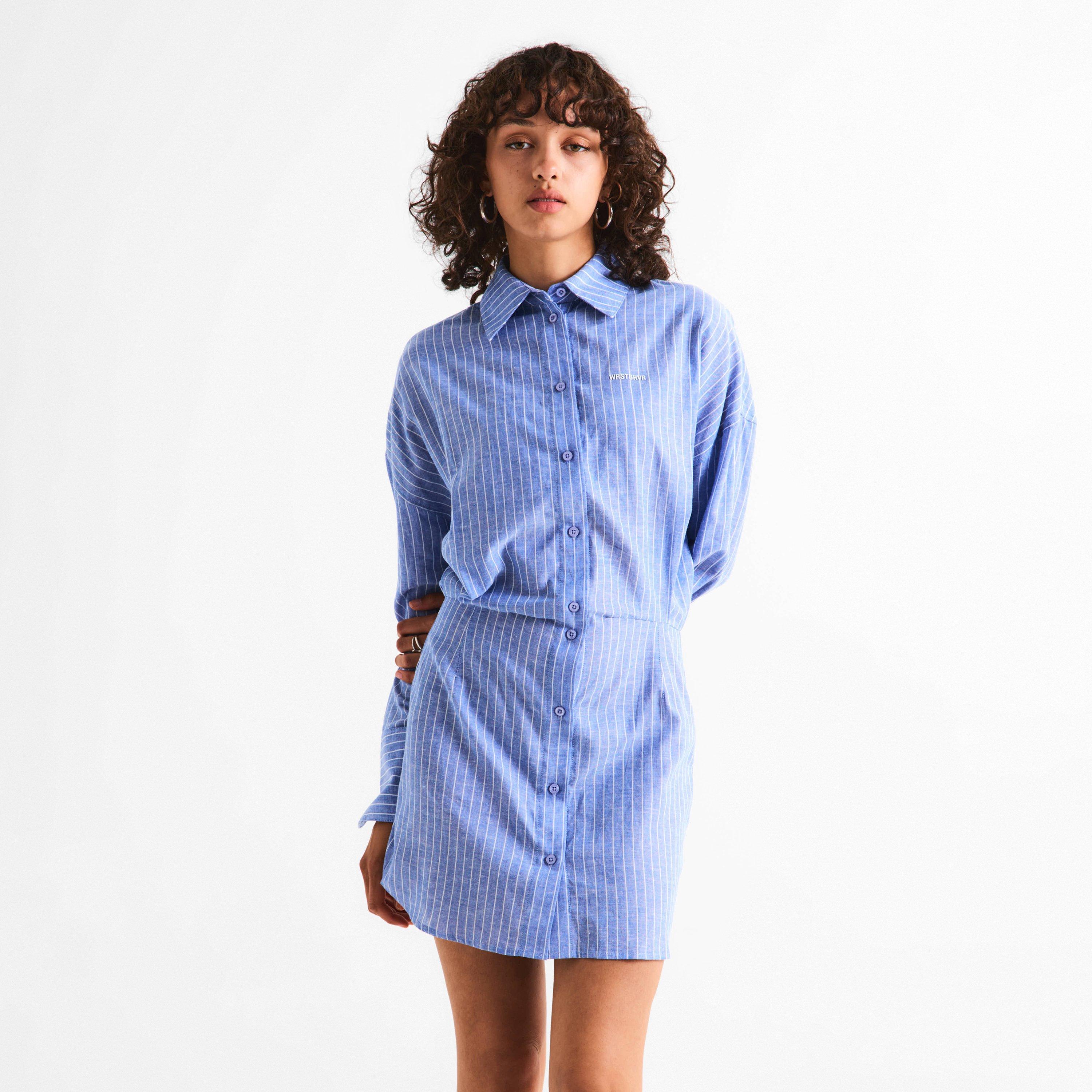 Blue - WRSTBHVR - Women's Shirt Dress - 3