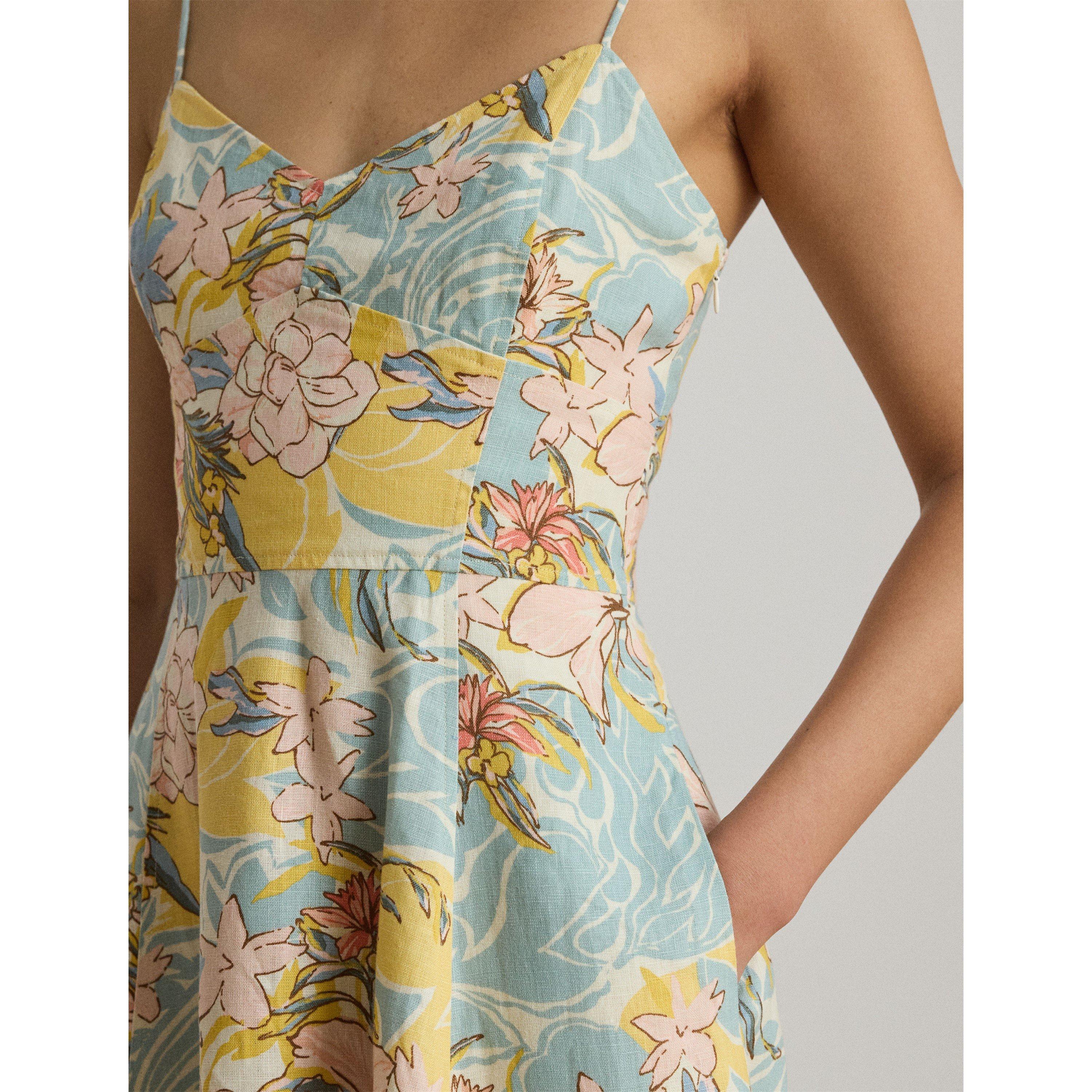 CREAM/BLU MULTI - Lauren by Ralph Lauren - Women's Tea Dress - 4