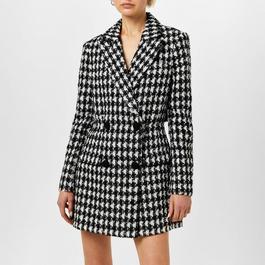 Self Portrait Houndstooth Boucle Blazer Dress