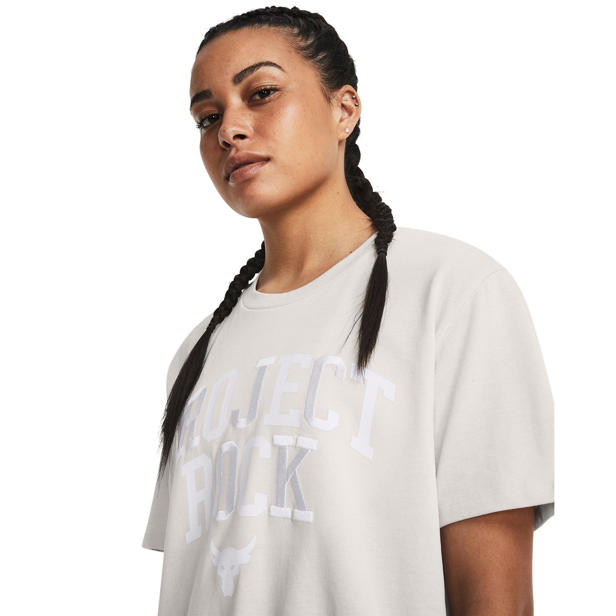 Green - Under Armour - Project Rock Heavyweight Campus T-Shirt Womens - 5