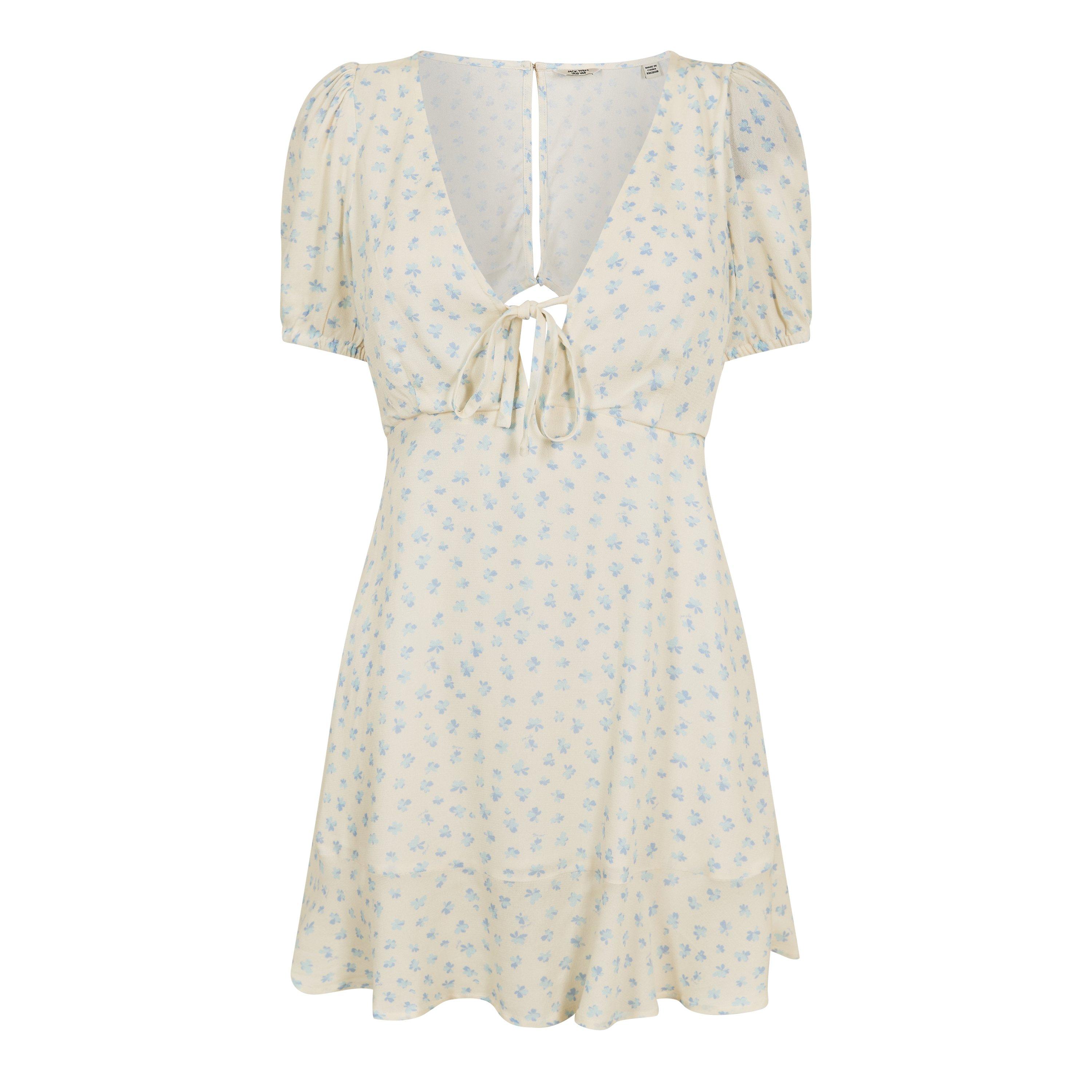Jack Wills Women's Mini Dress - White Ditsy - 14 (L)