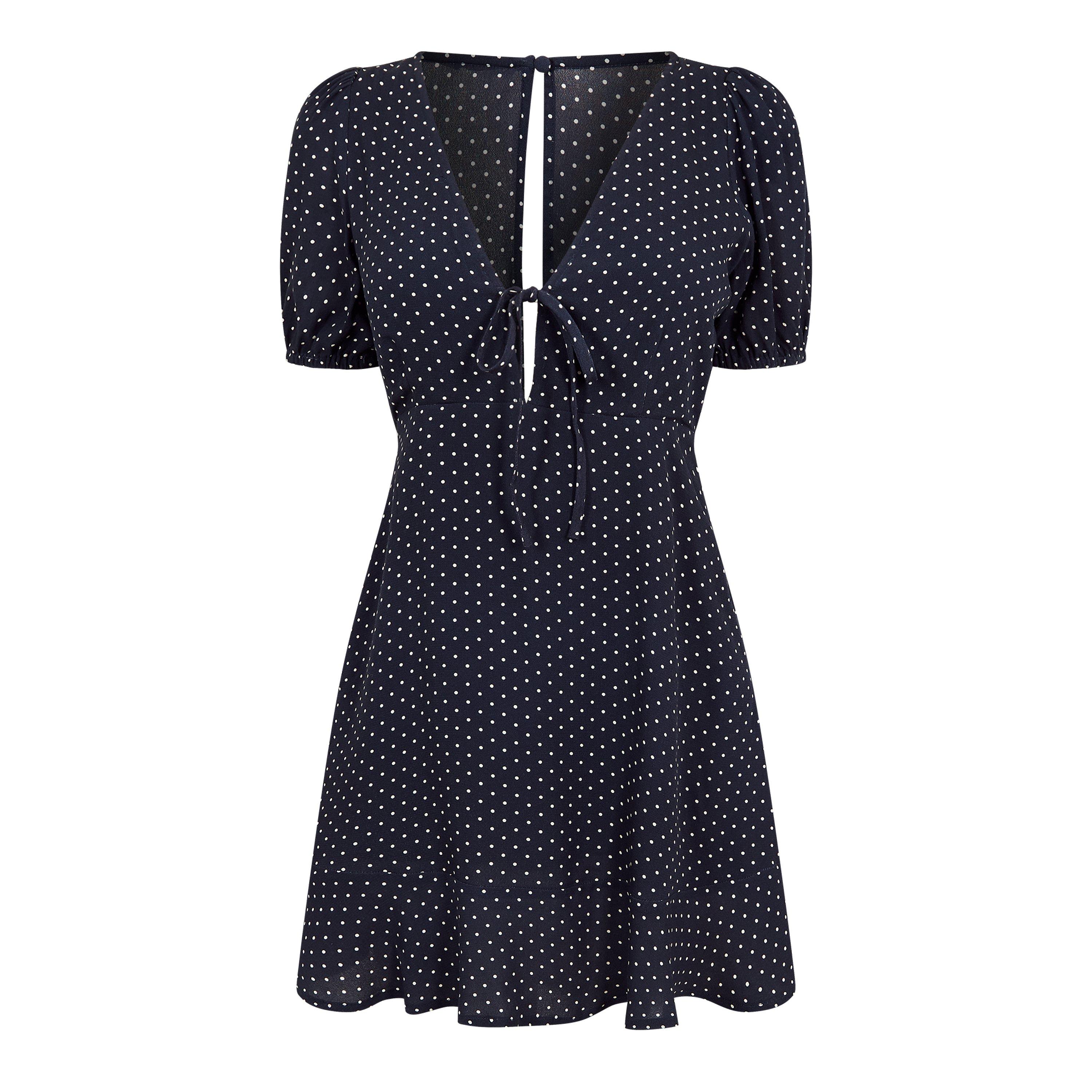 Navy Polka Dot - Jack Wills - JW Cut Out Dress Ld62 - 1