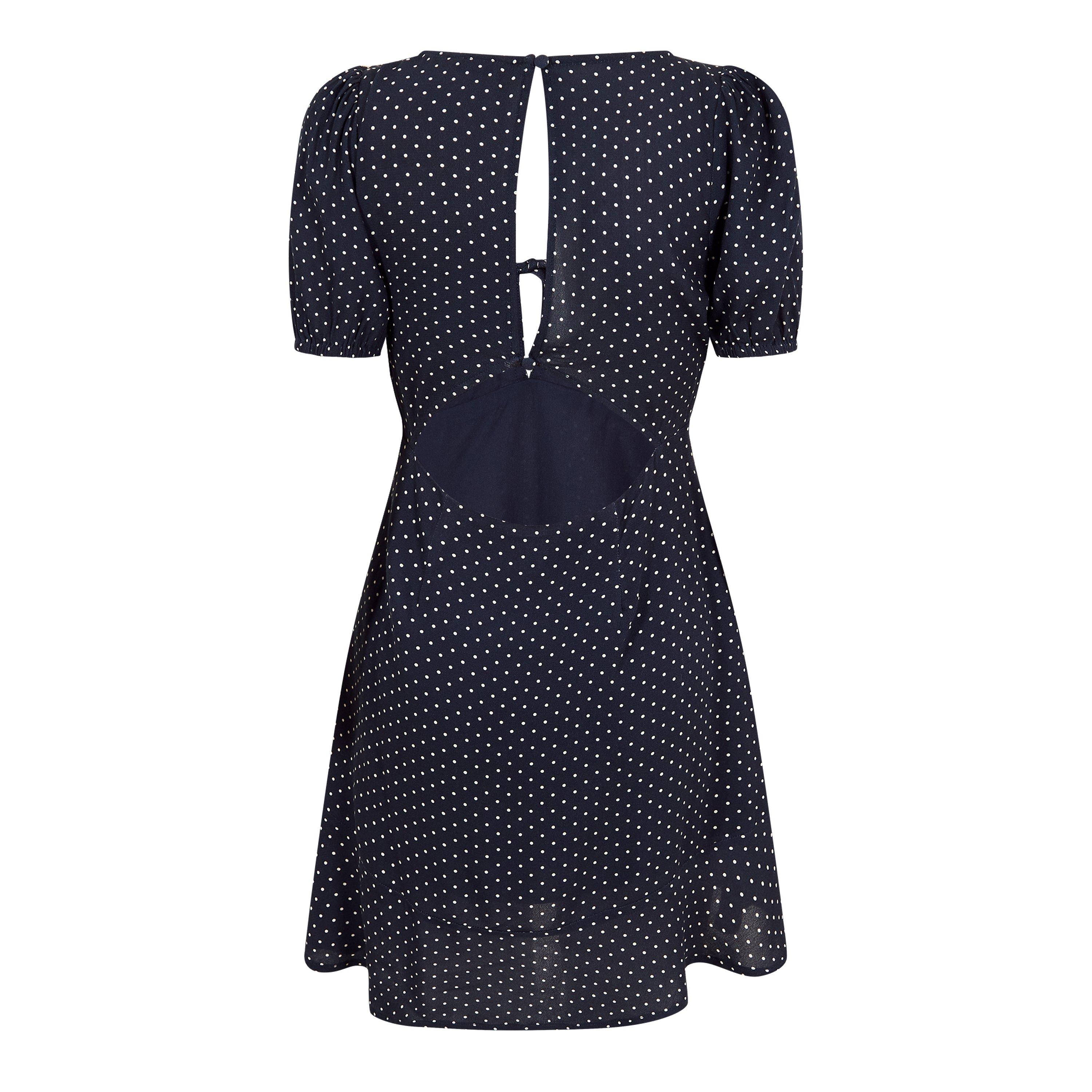 Navy Polka Dot - Jack Wills - JW Cut Out Dress Ld62 - 2