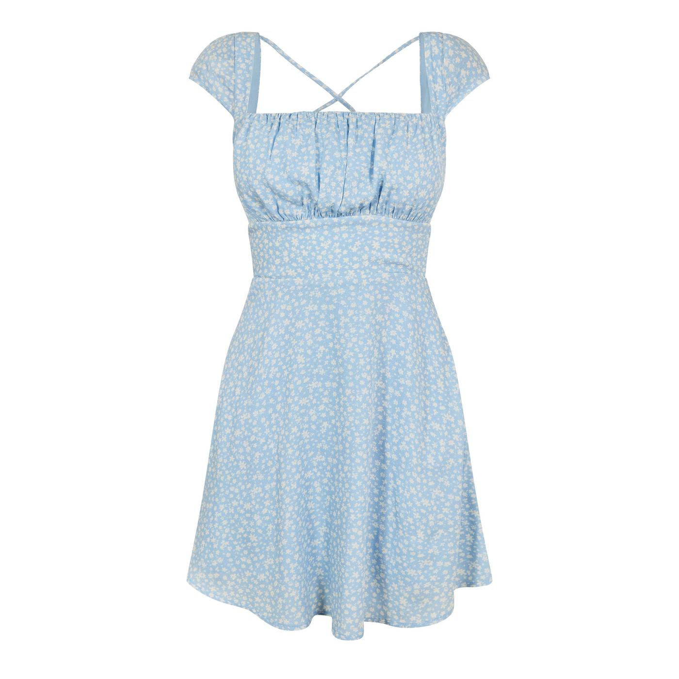 jack wills blue dress Striped Sun Dress / Jack Wills / Blue / White / Strapless / Modern Vintage / Size UK 10 / EU 38
