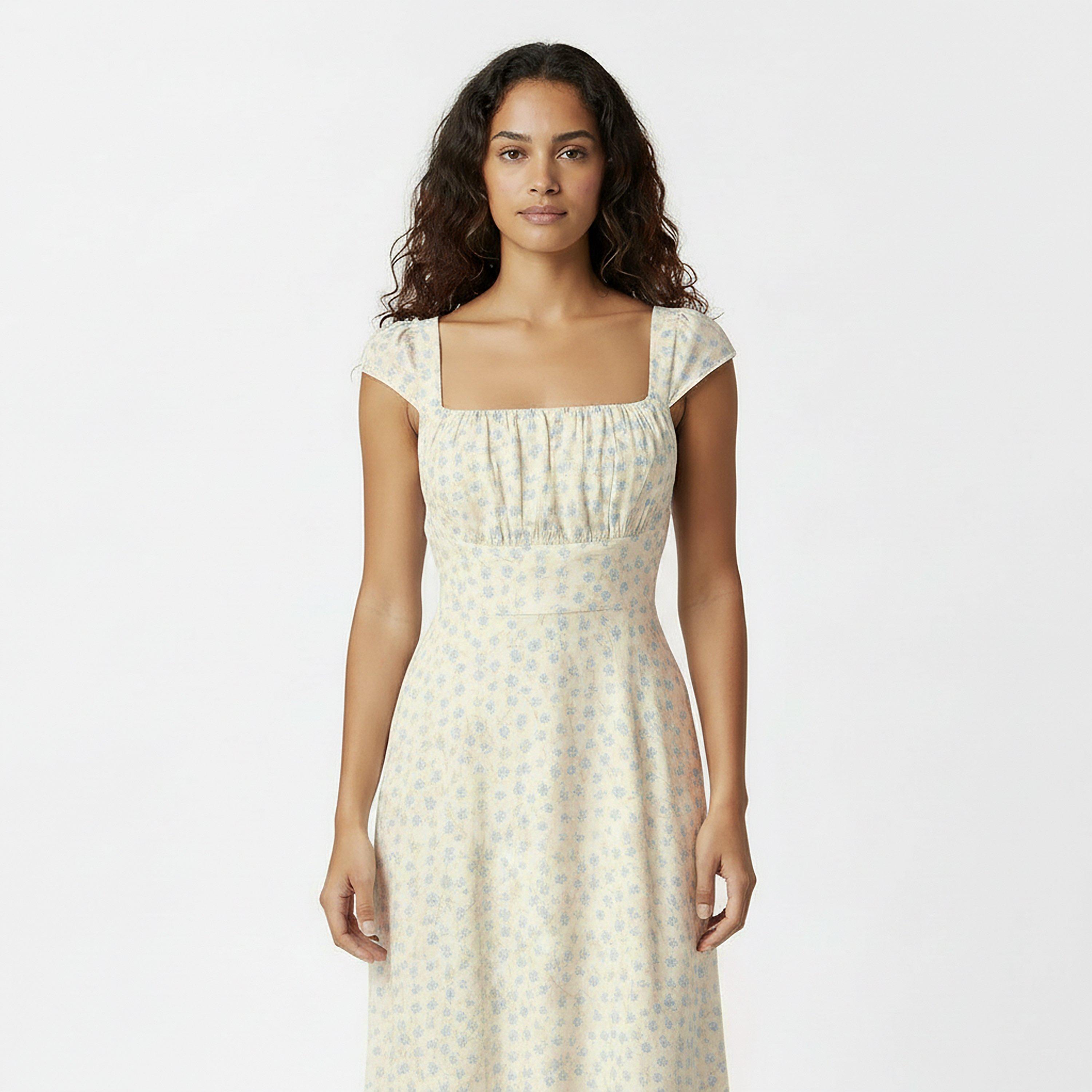 White Ditsy - Jack Wills - JW Midi Tie Dress Ld62 - 3