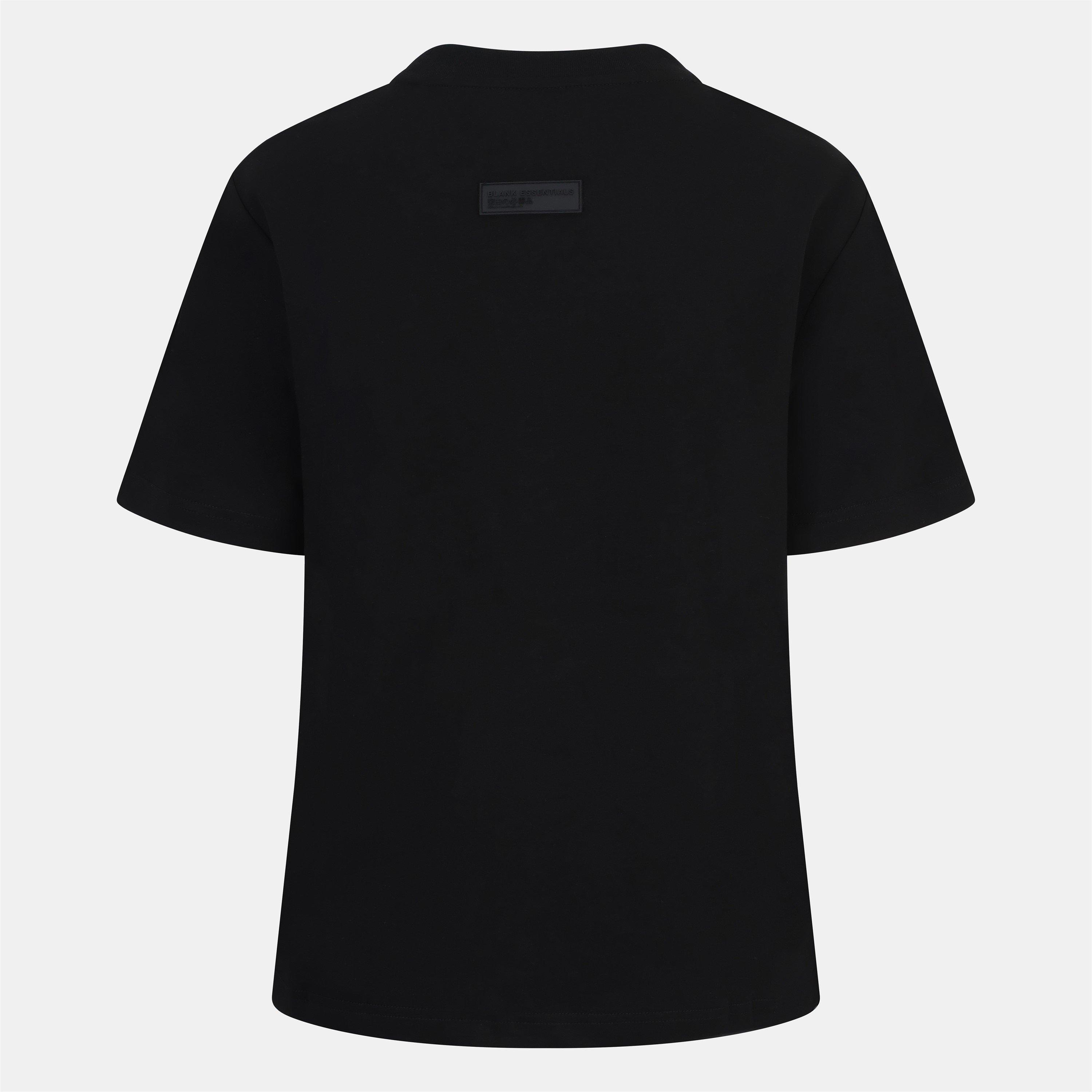 Zwart - Blank Essentials - Blank Arched Print Puff T-Shirt Ladies - 2