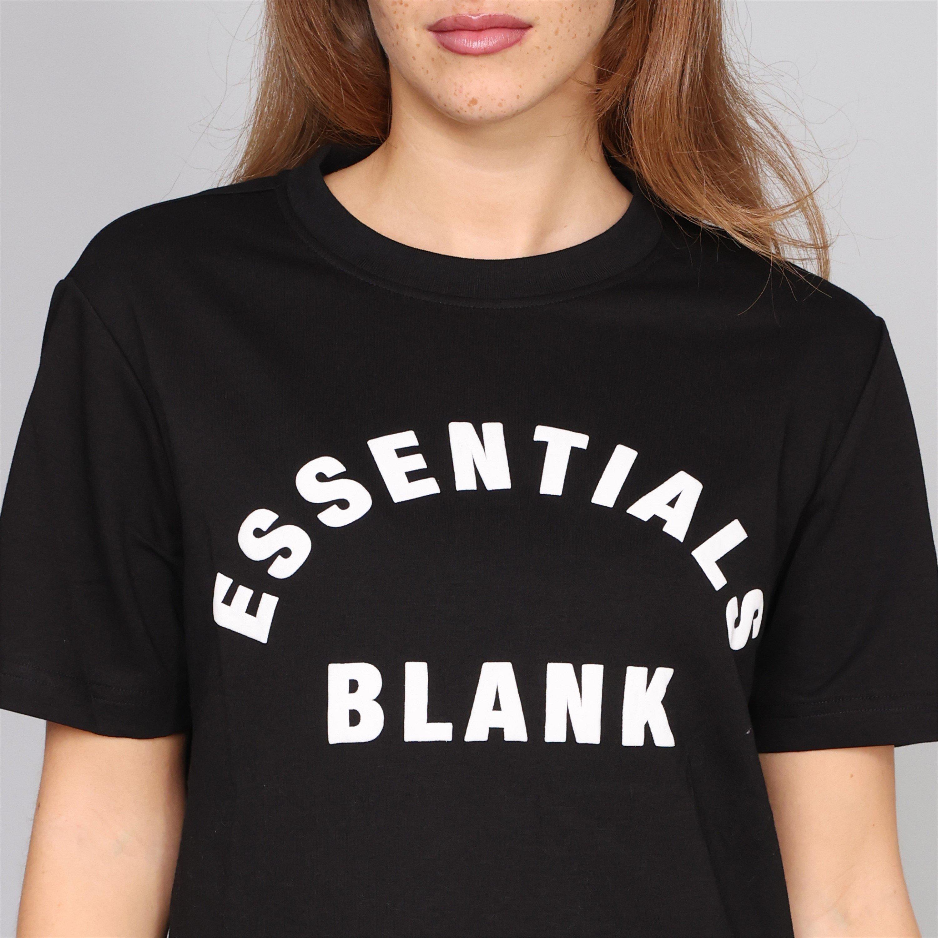 Zwart - Blank Essentials - Blank Arched Print Puff T-Shirt Ladies - 5
