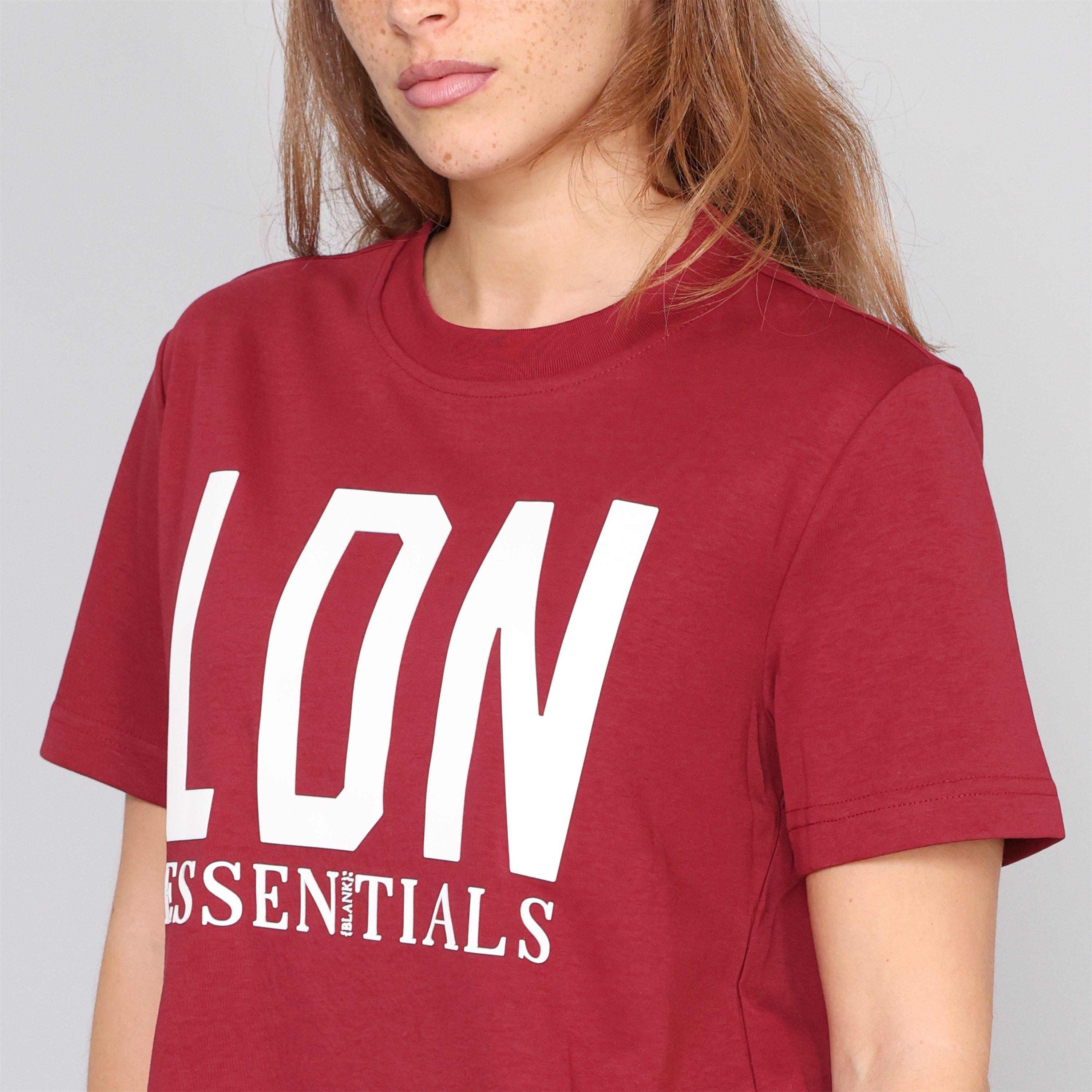 Burgundy - Blank Essentials - Women's London Cotton Short Sleeve Oversized T-Shirt - 5
