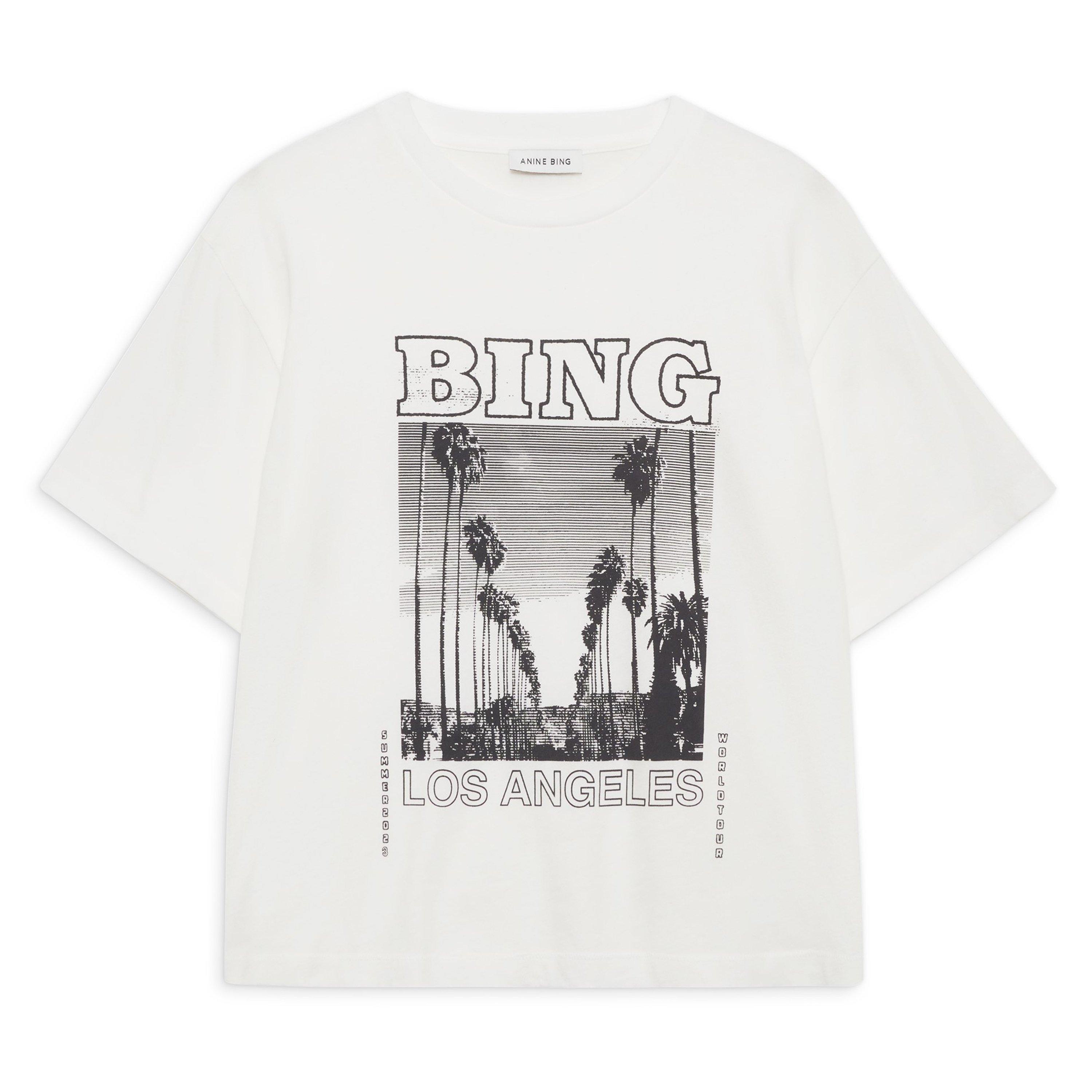 Anine Bing Womens Louis Tour Tee - Ivory - Size 12 (M)