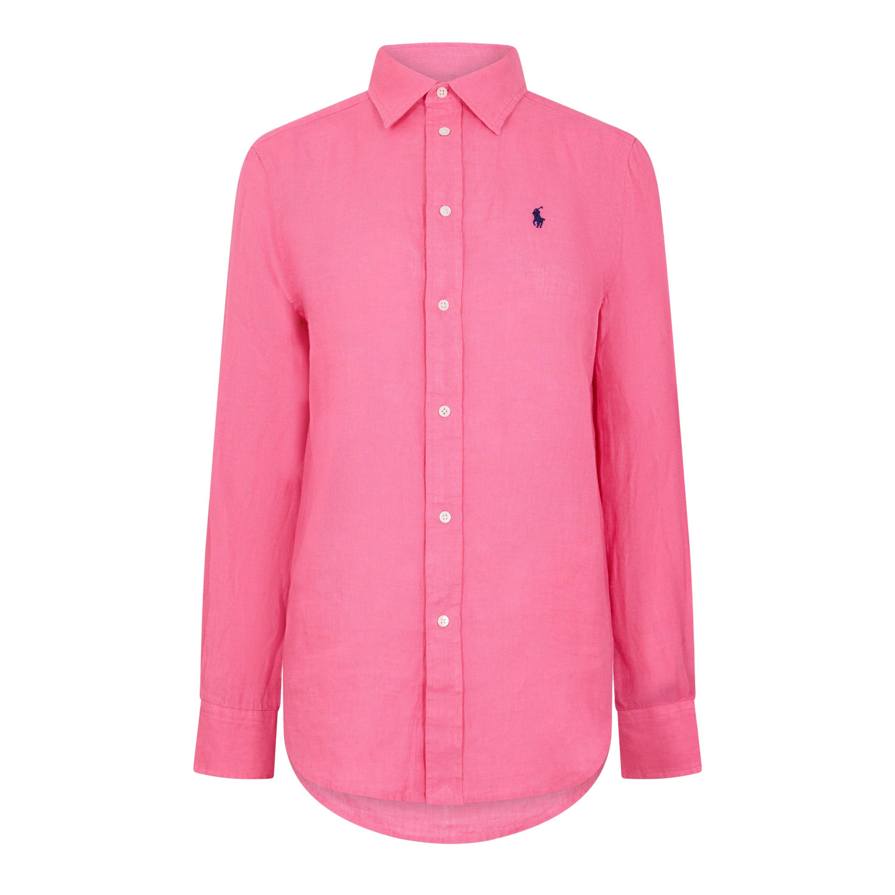 Polo Ralph Lauren Women's Linen Long Sleeve Oxford Shirt - Pink - 10 (S)