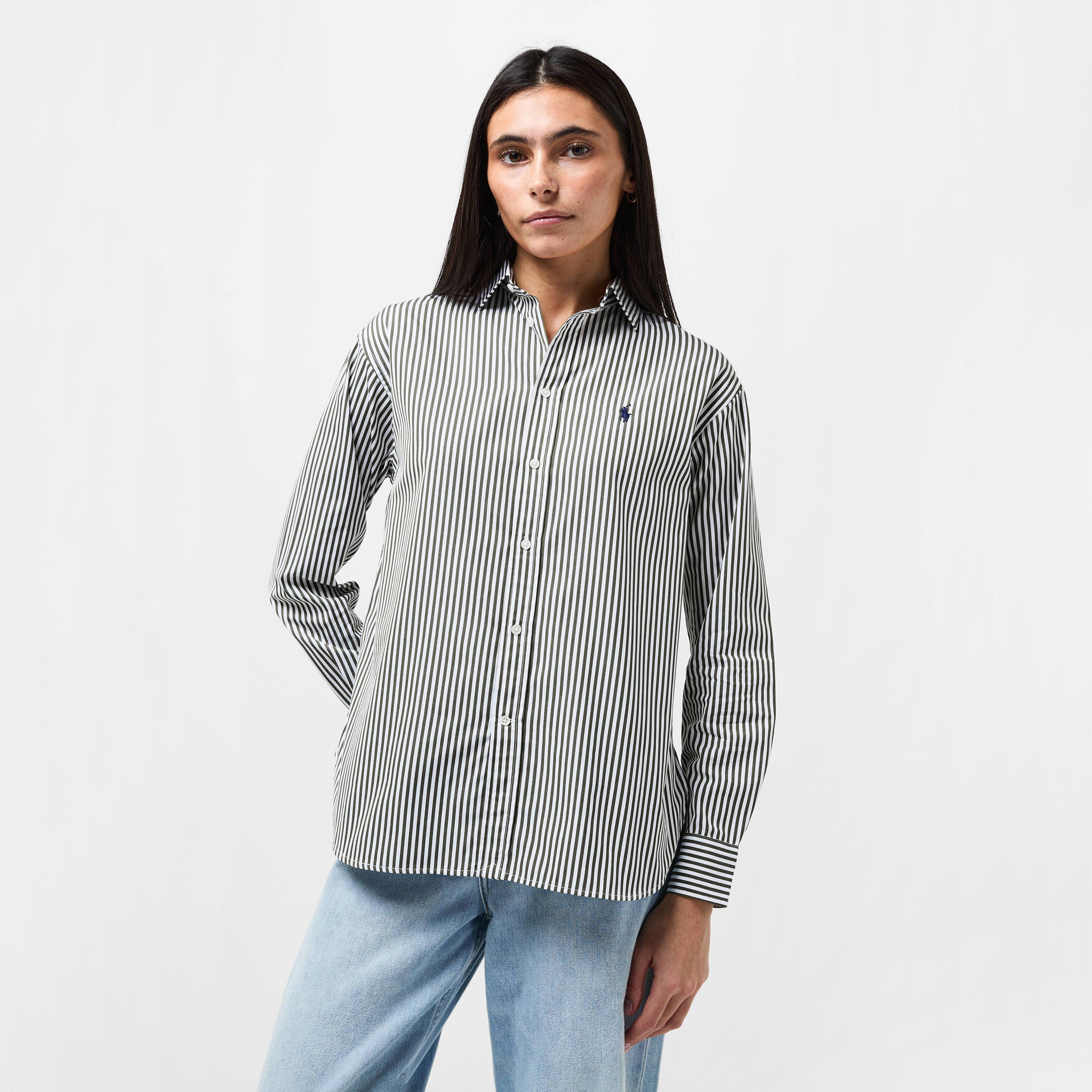 OLIVE WHT - Polo Ralph Lauren - Women's Ramsy Long Sleeve Oxford Shirt - 3