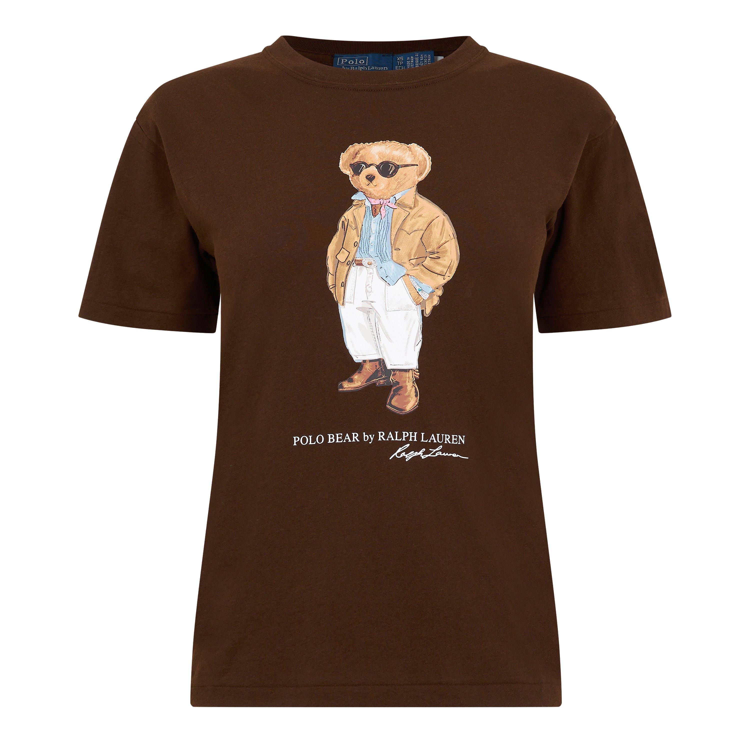 Polo Ralph Lauren Women's Bear T-Shirt - DARK BROWN - Size 12 (M)