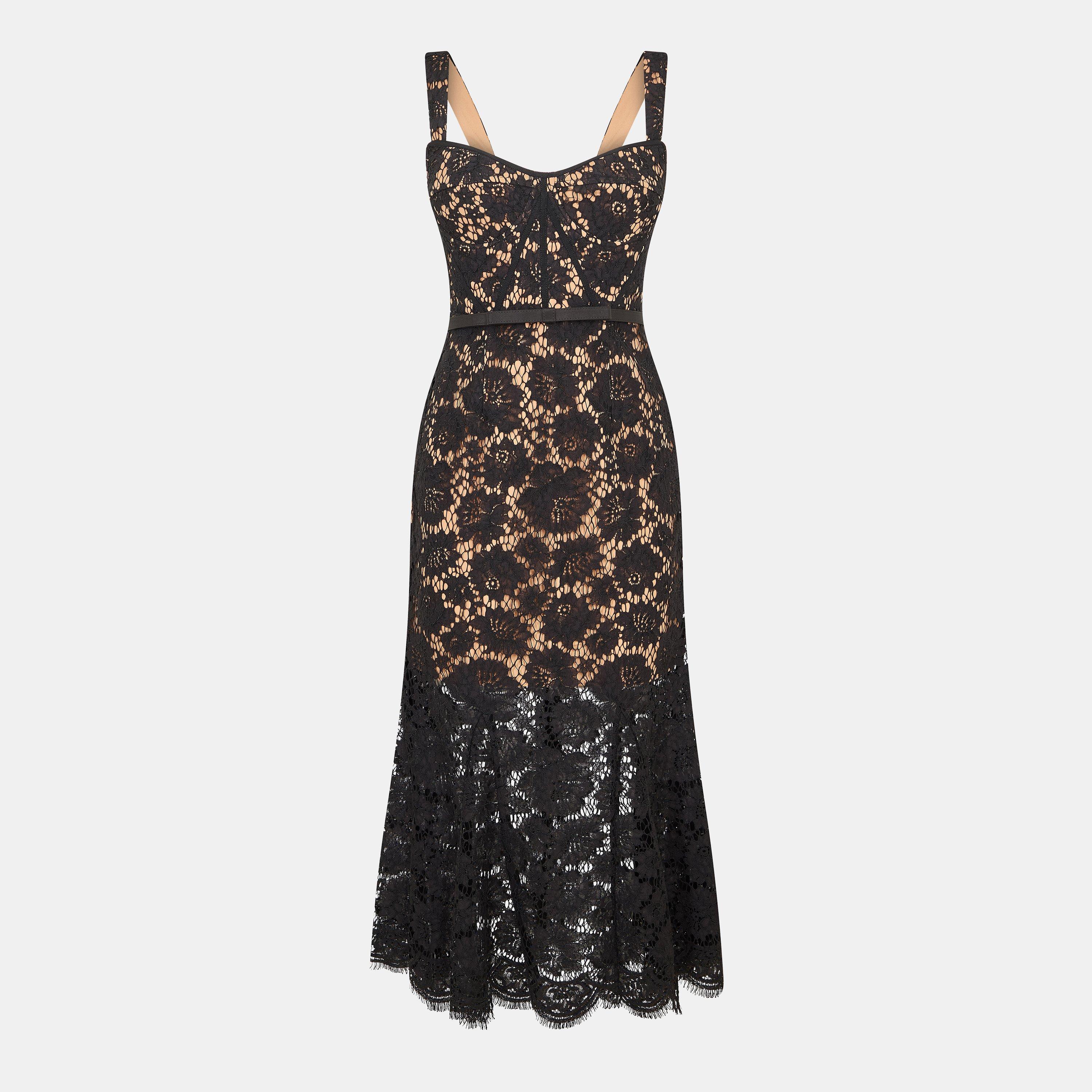 Black - Self Portrait - Women's Fine Lace Bodycon Dress - 1