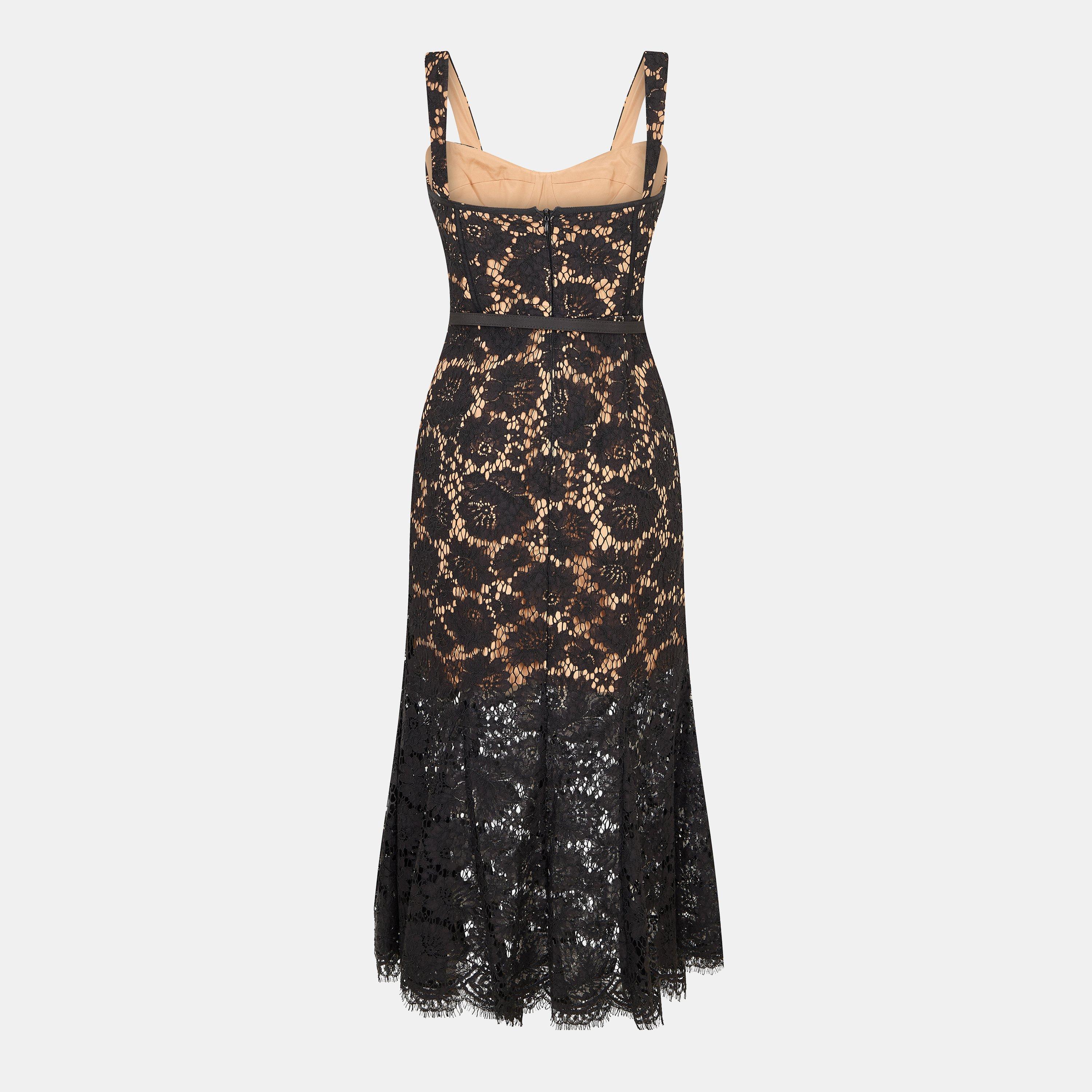 Black - Self Portrait - Women's Fine Lace Bodycon Dress - 2