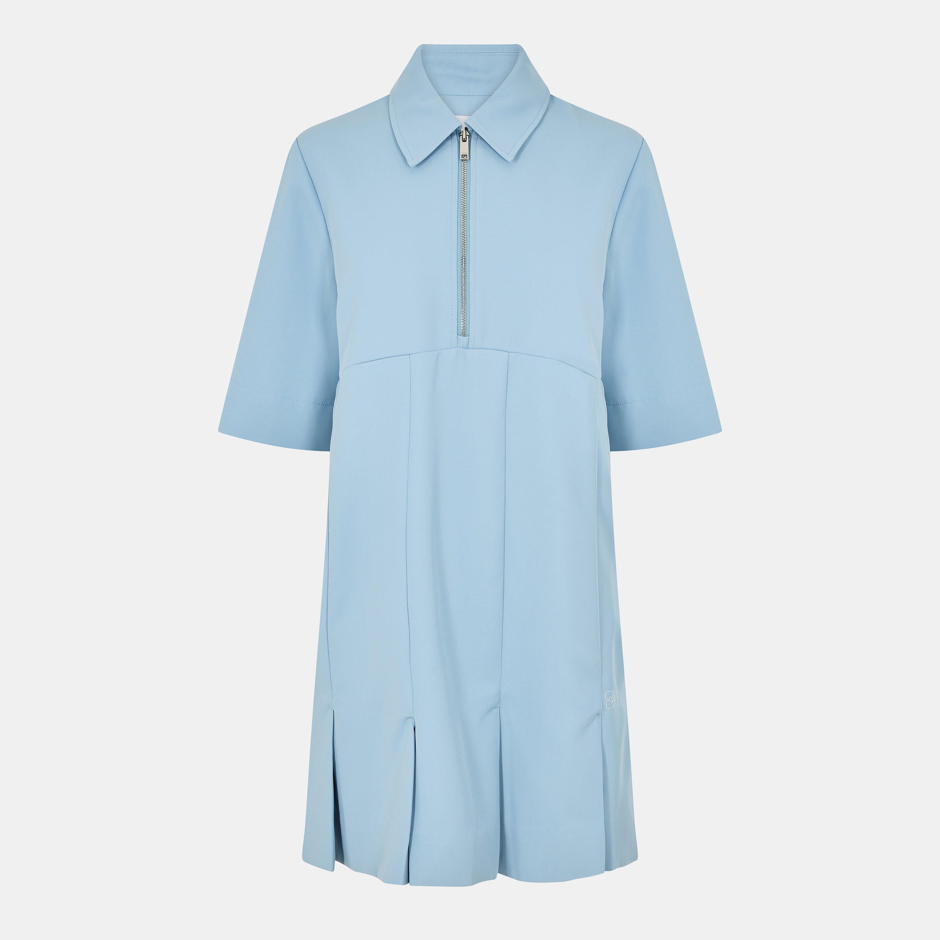 Ganni Women's Twill Mini Dress - Dusty Blue - Size 12 (38)