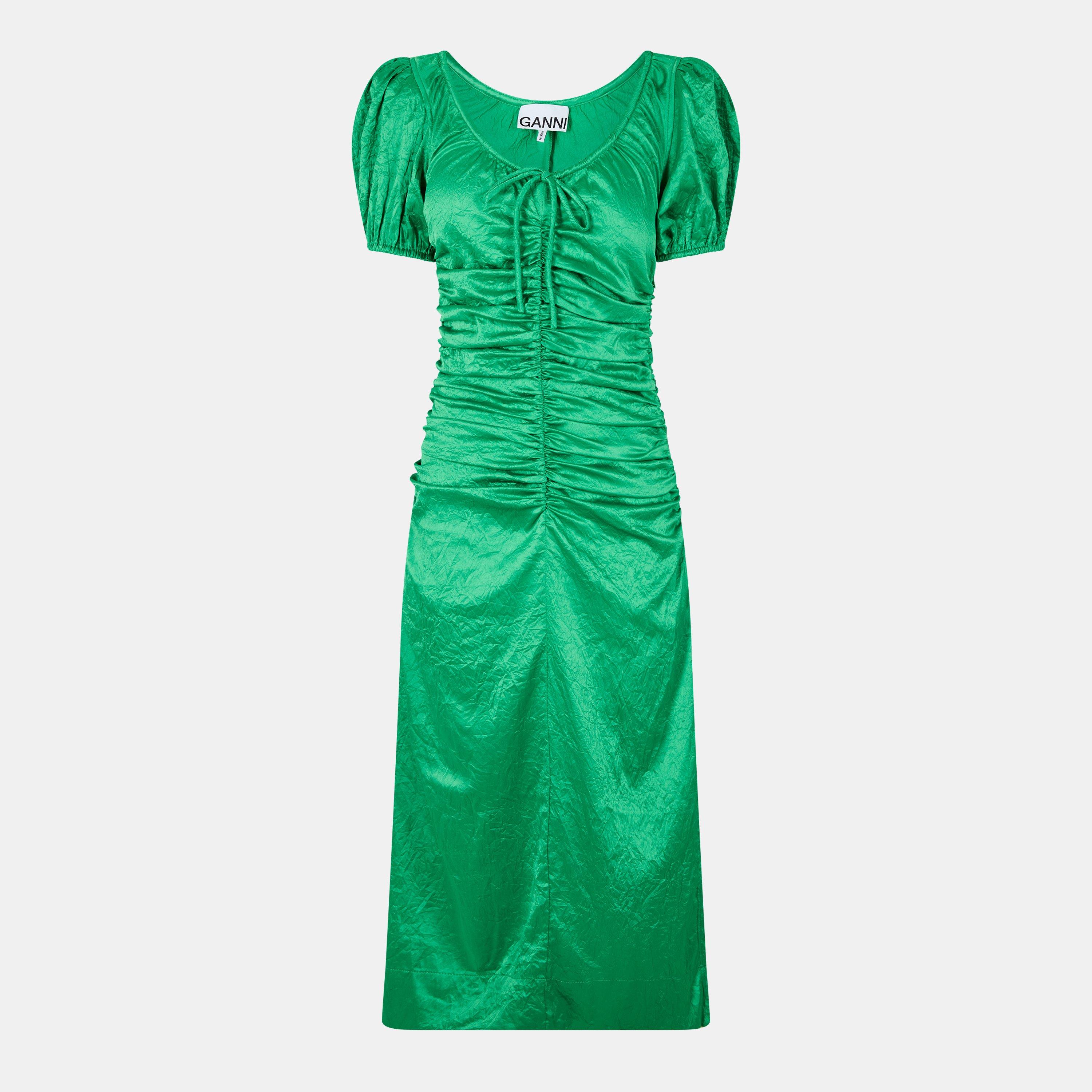 Ganni Women's Smock Dress - Bright Green - Size 8 (34)