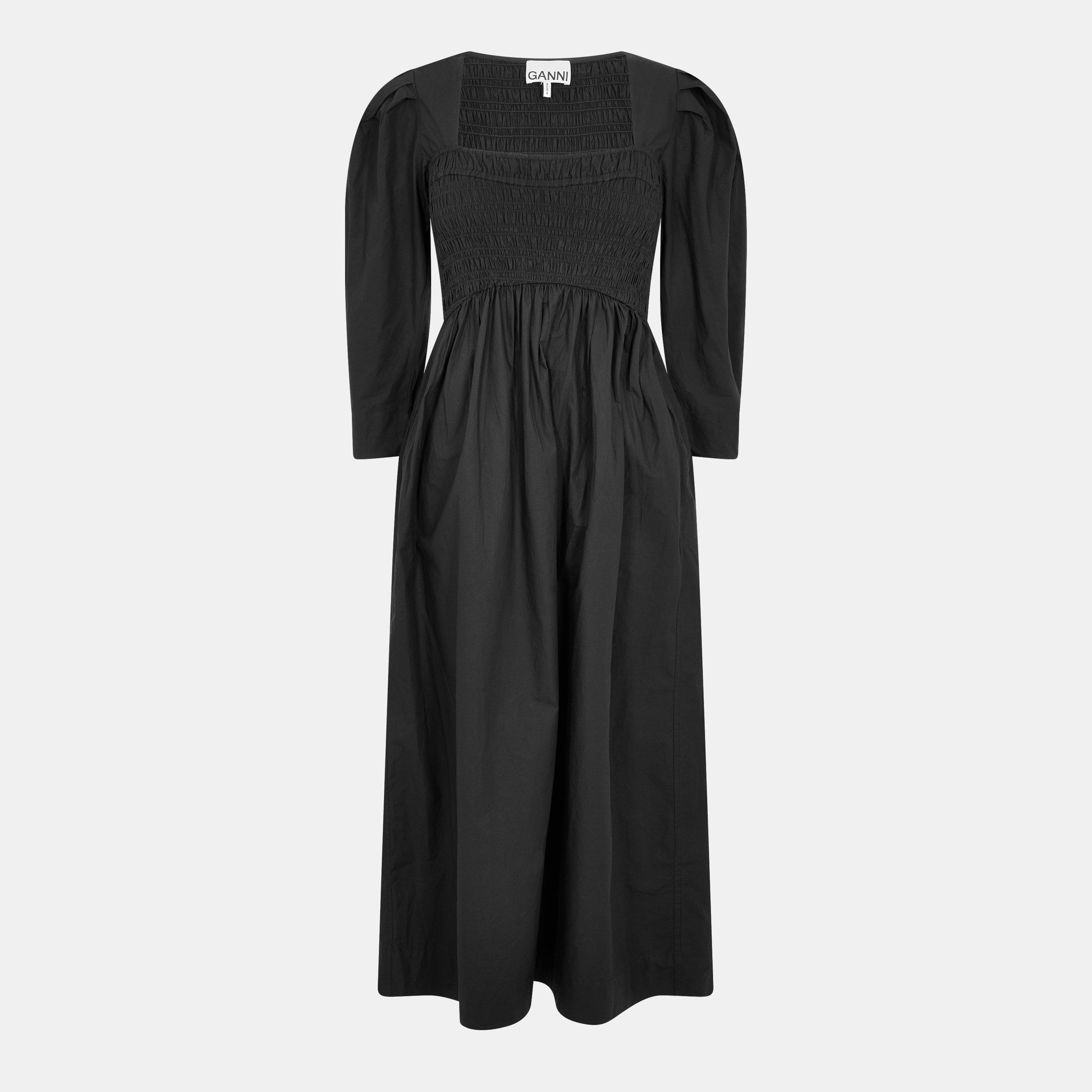 Black - Ganni - Women's Poplin Smock Dress - 1