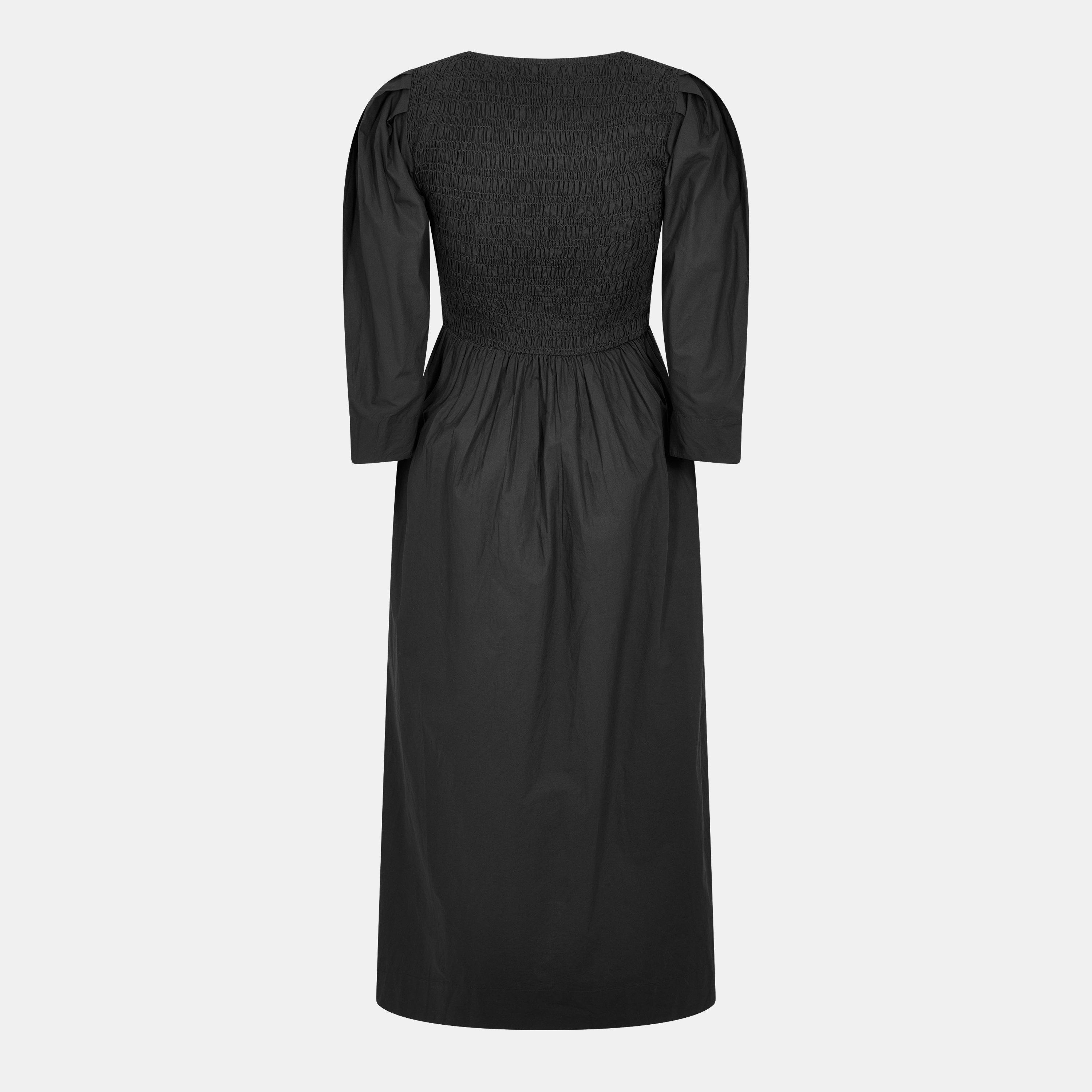 Black - Ganni - Women's Poplin Smock Dress - 2