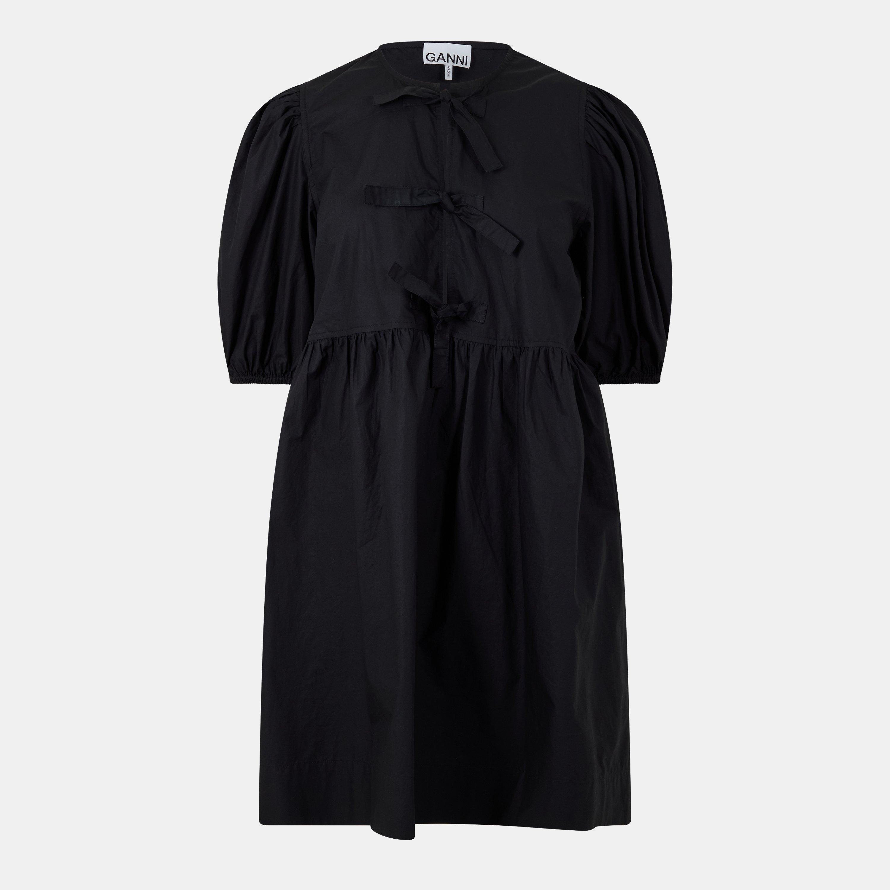 Black - Ganni - Women's Tie-Up Mini Dress - 1