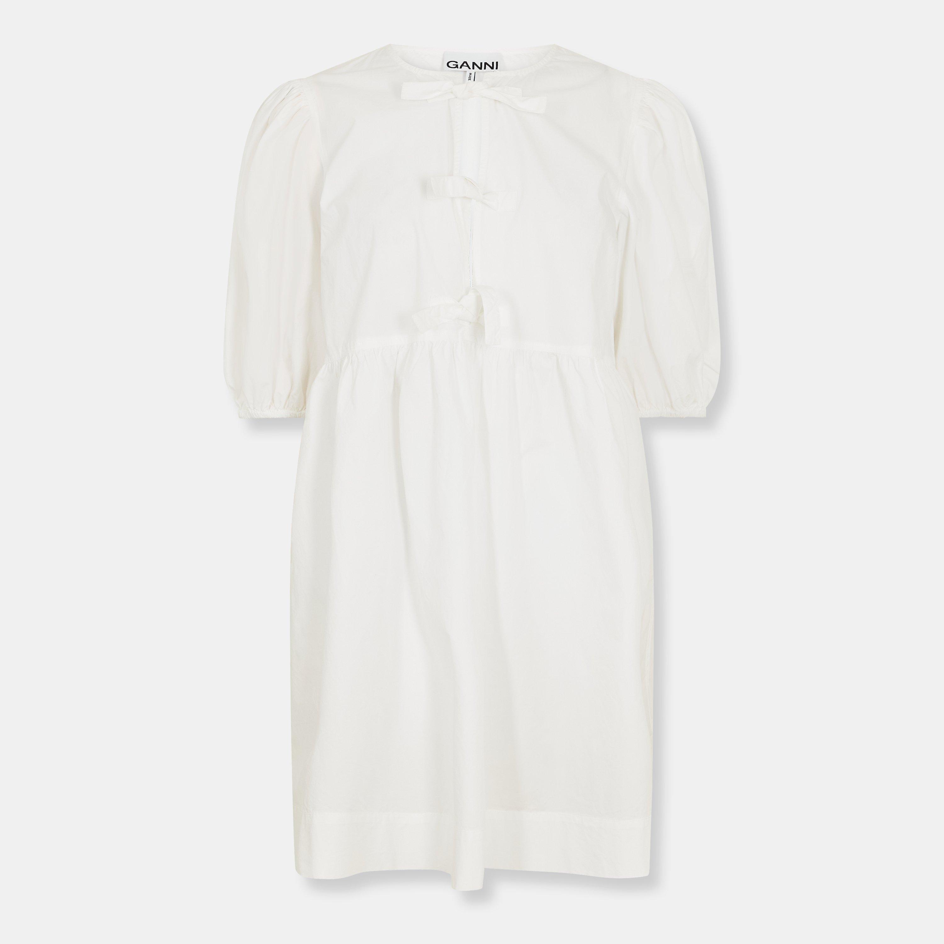 Ganni Women's Tie-Up Mini Dress - Bright White - Size 8 (34)