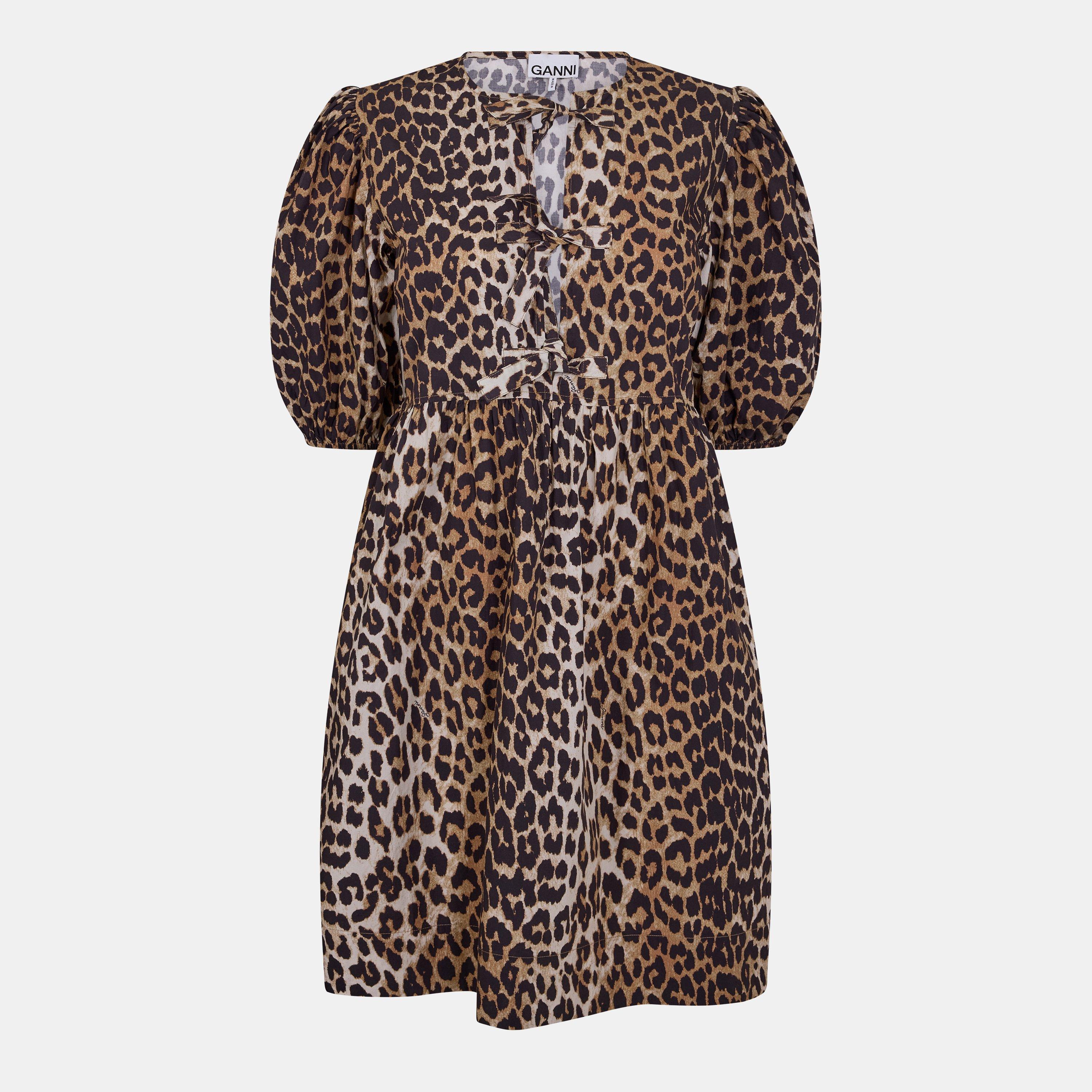 Ganni Women's Tieup Mini Dress - Leopard - Size 6 (32)