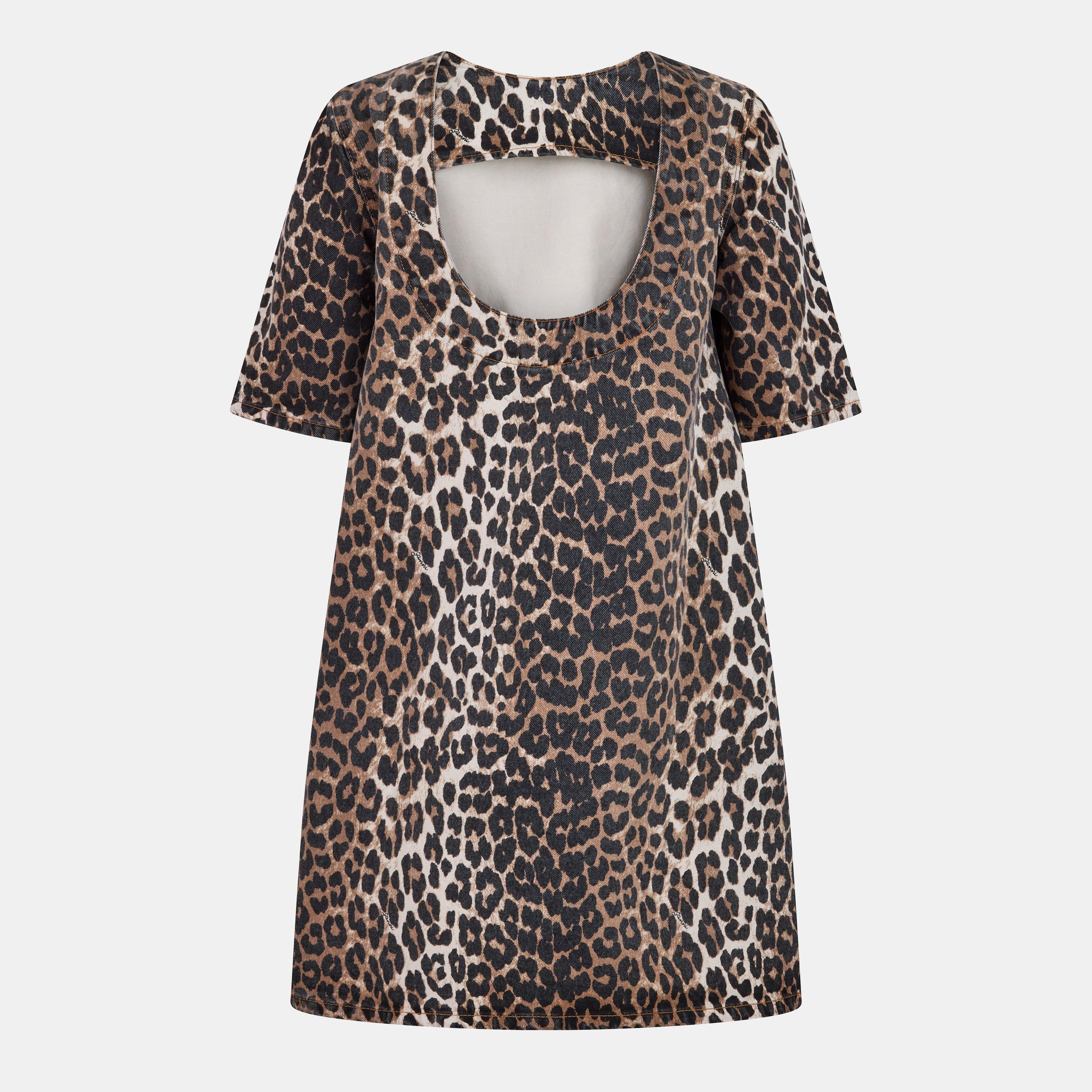Leopard - Ganni - Women's Denim Mini Dress - 2