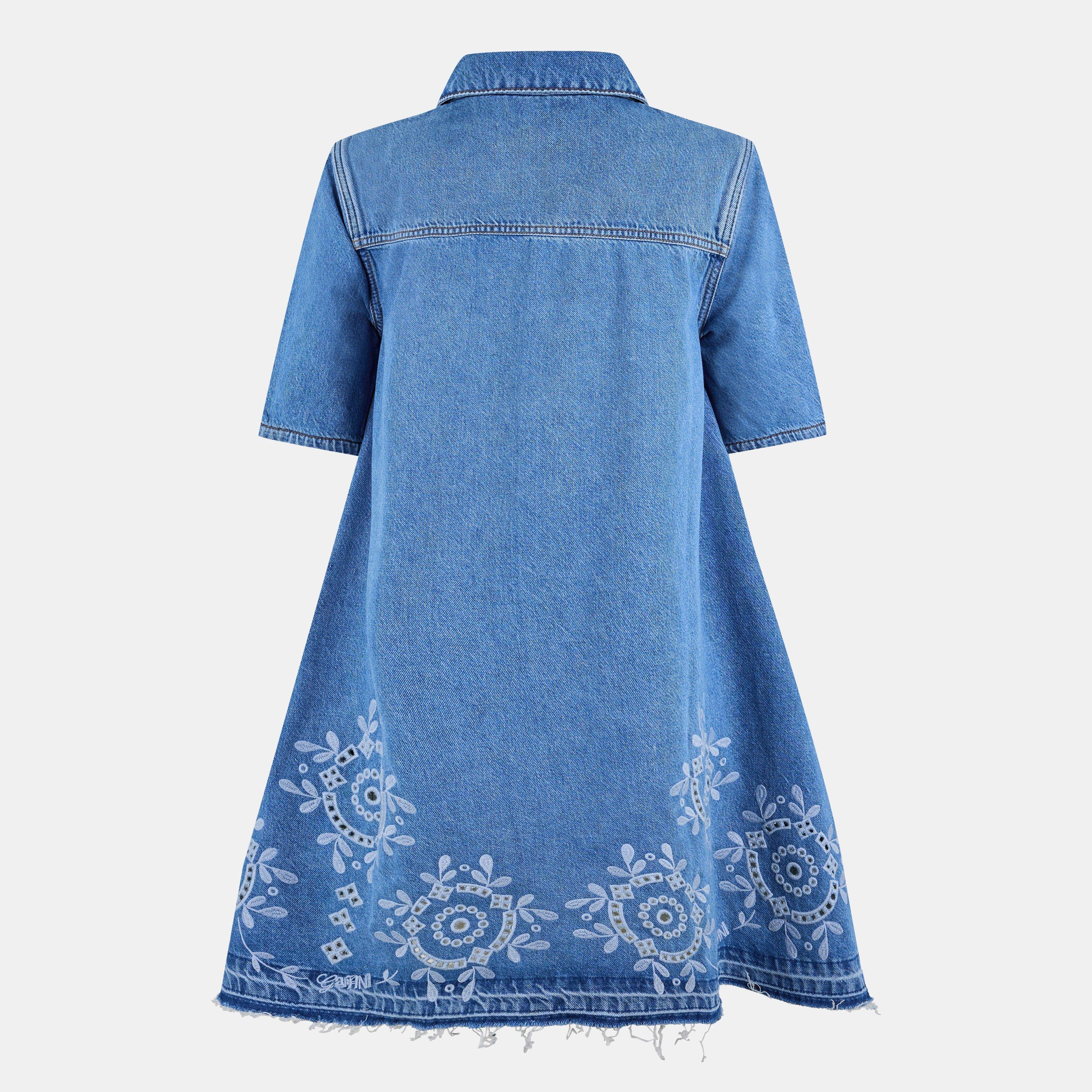 LightBlue Stone - Ganni - Women's Embroidered Mini Dress - 2
