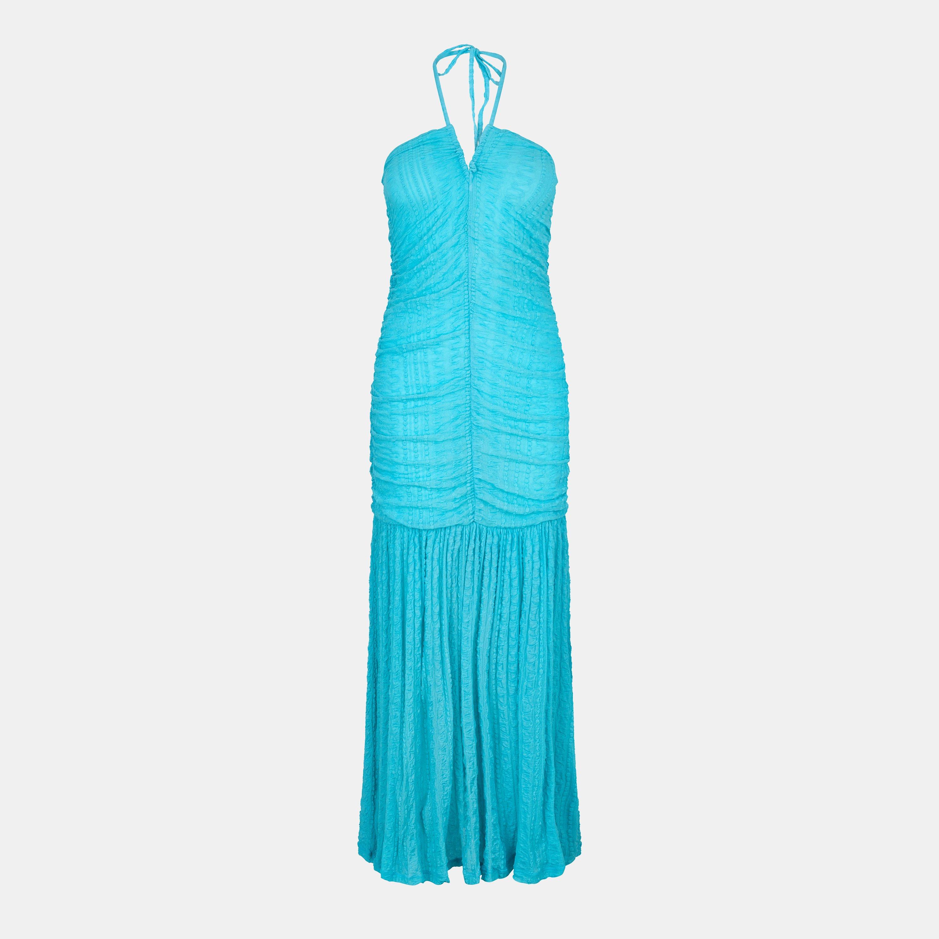 Blue Curacao - Ganni - Women's Lace Halter Neck Maxi Dress - 1