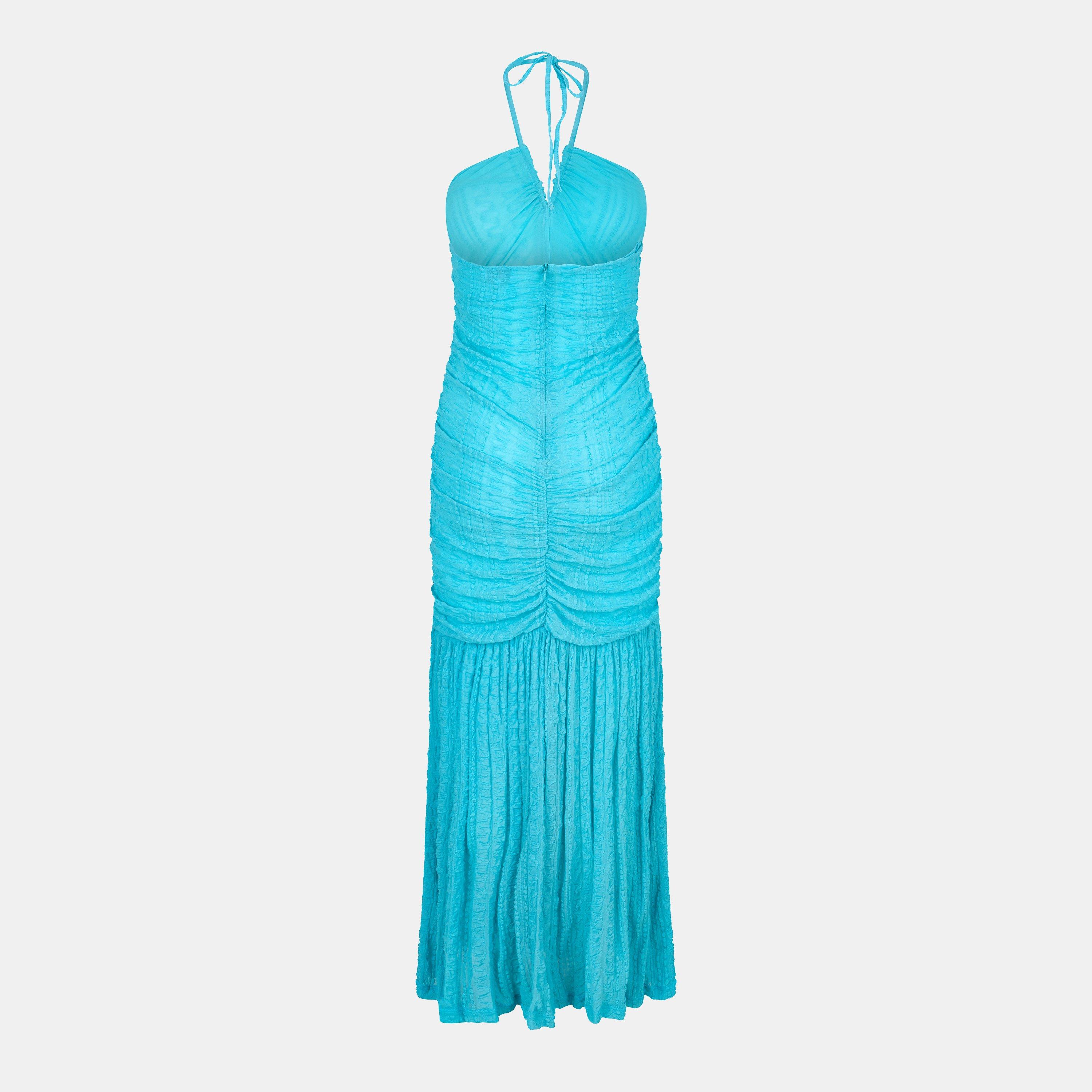 Blue Curacao - Ganni - Women's Lace Halter Neck Maxi Dress - 2