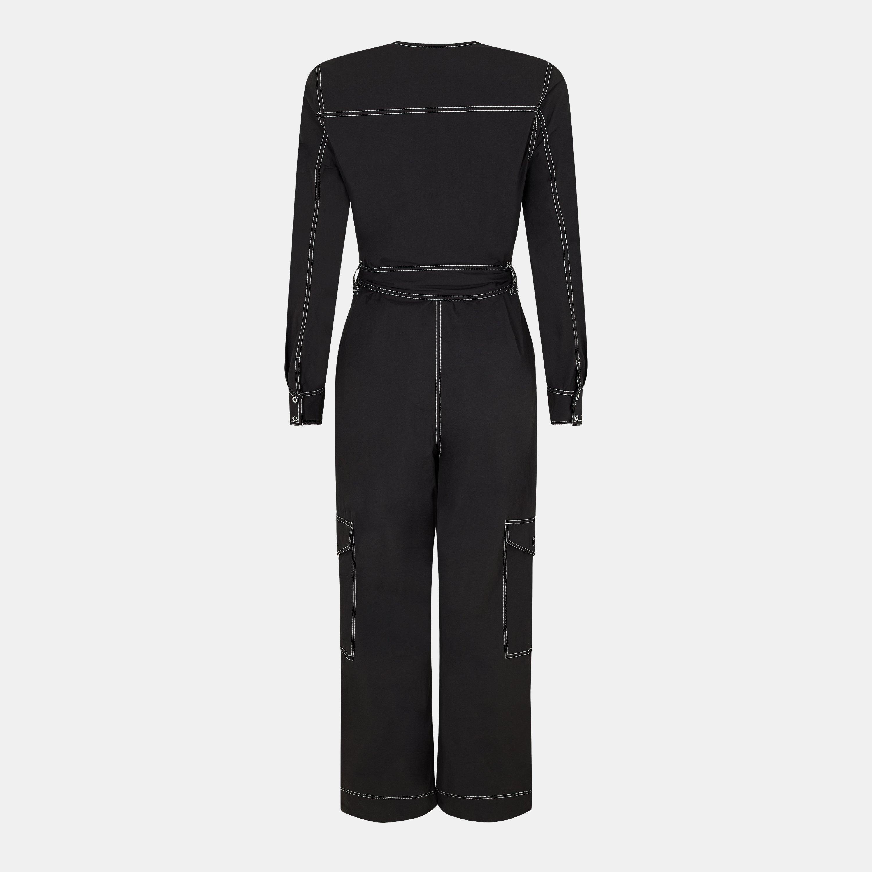 Black - Ganni - Women's Crepe Jumpsuit - 2