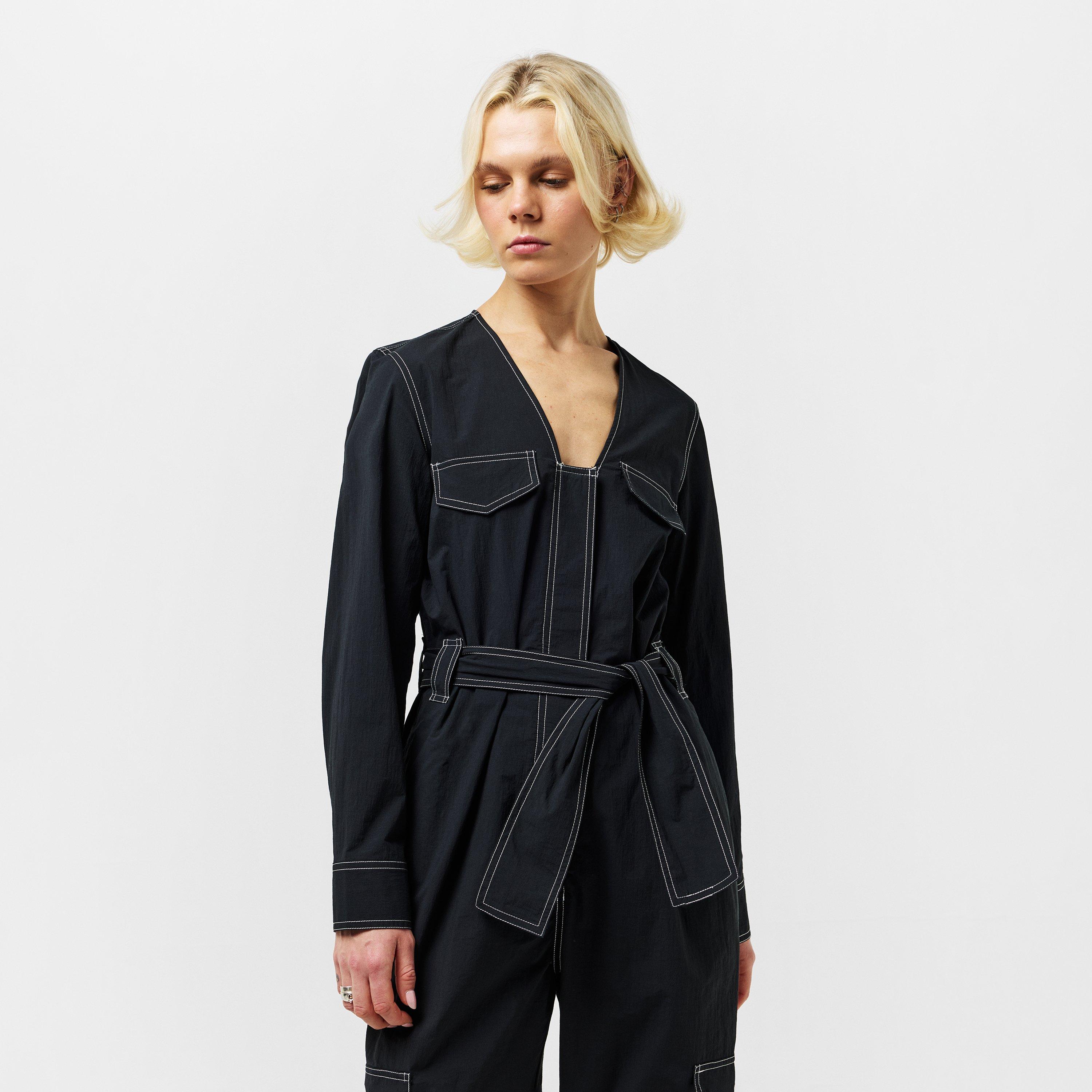 Black - Ganni - Women's Crepe Jumpsuit - 3