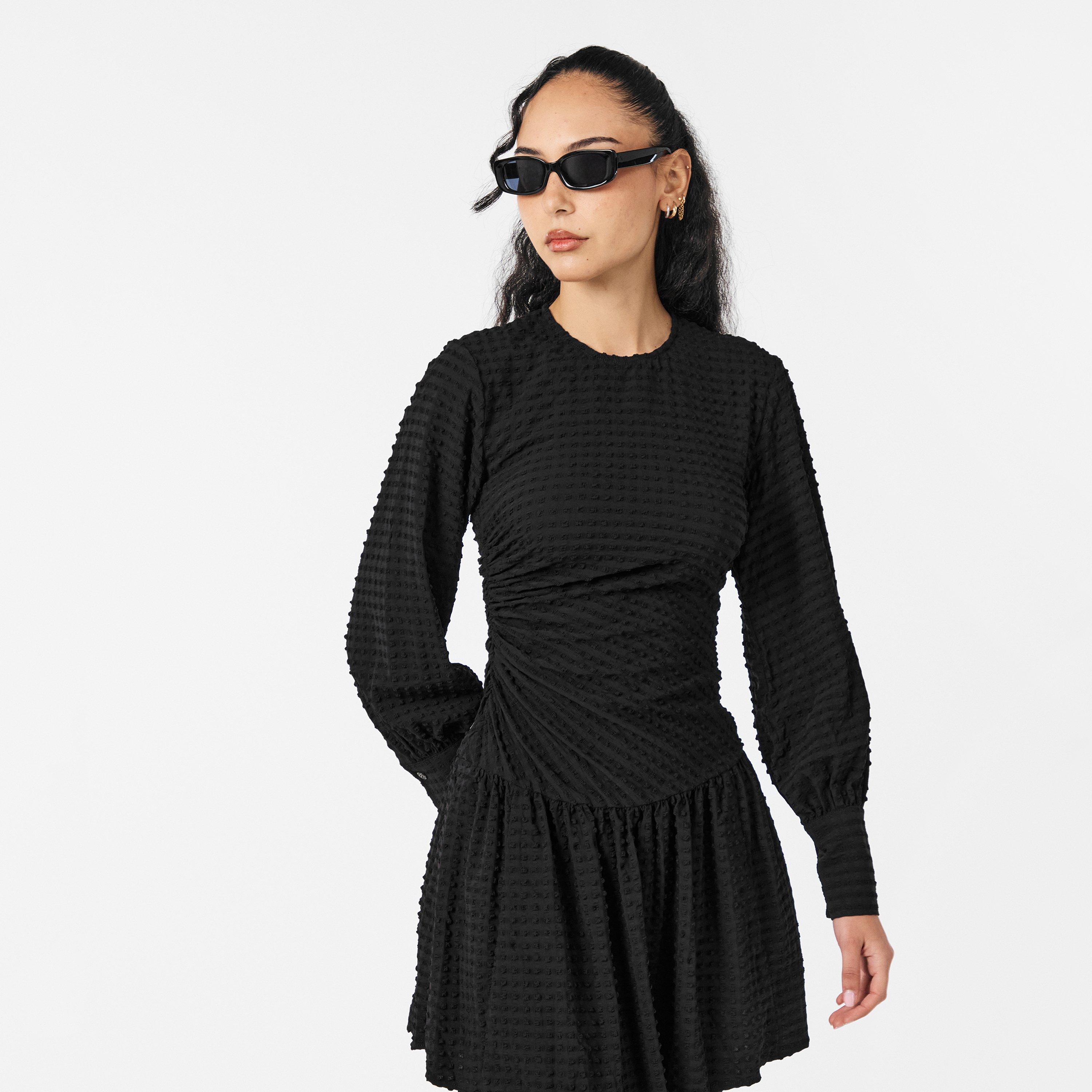 black - Ganni - Women's Gthrd Mini Dress - 3