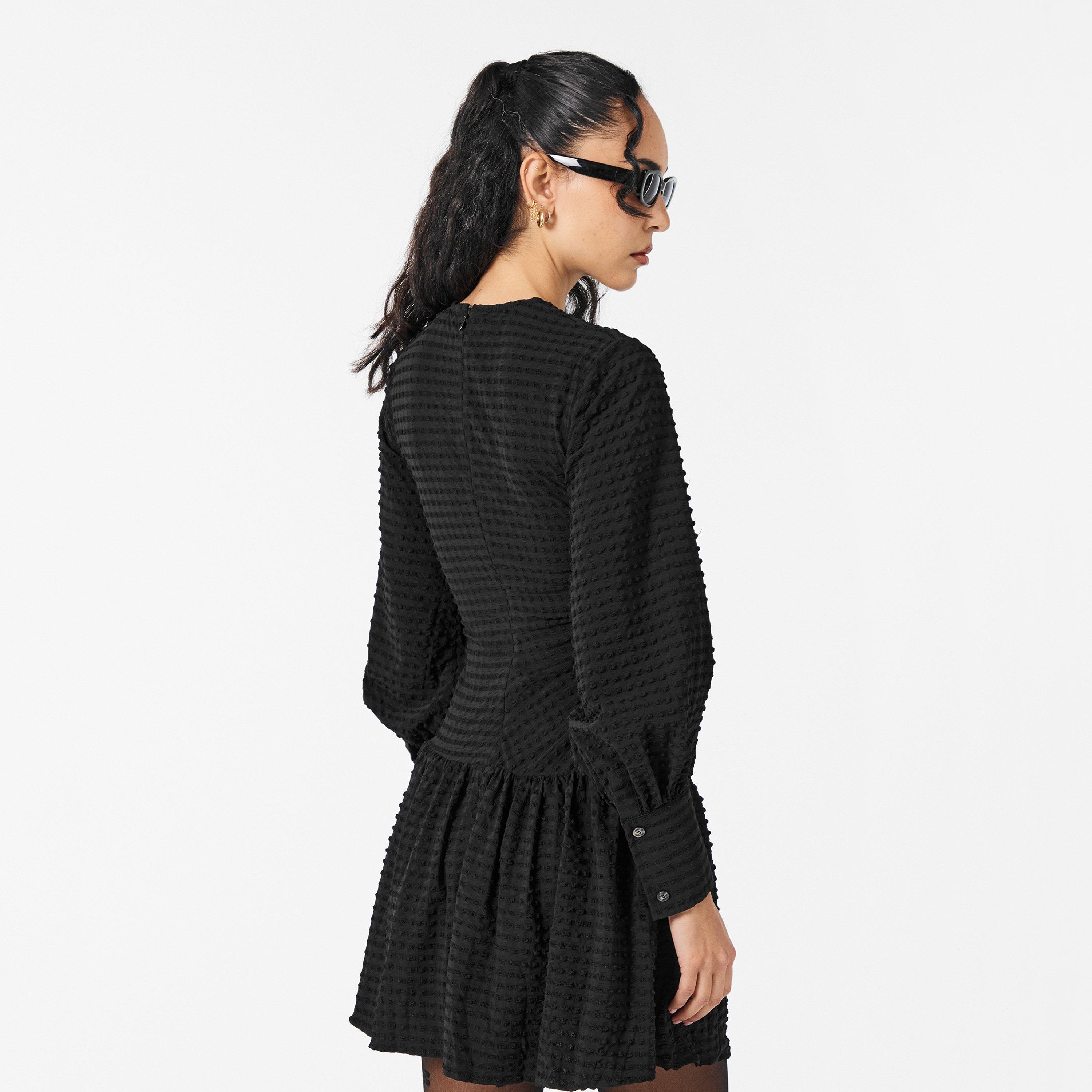 black - Ganni - Women's Gthrd Mini Dress - 4