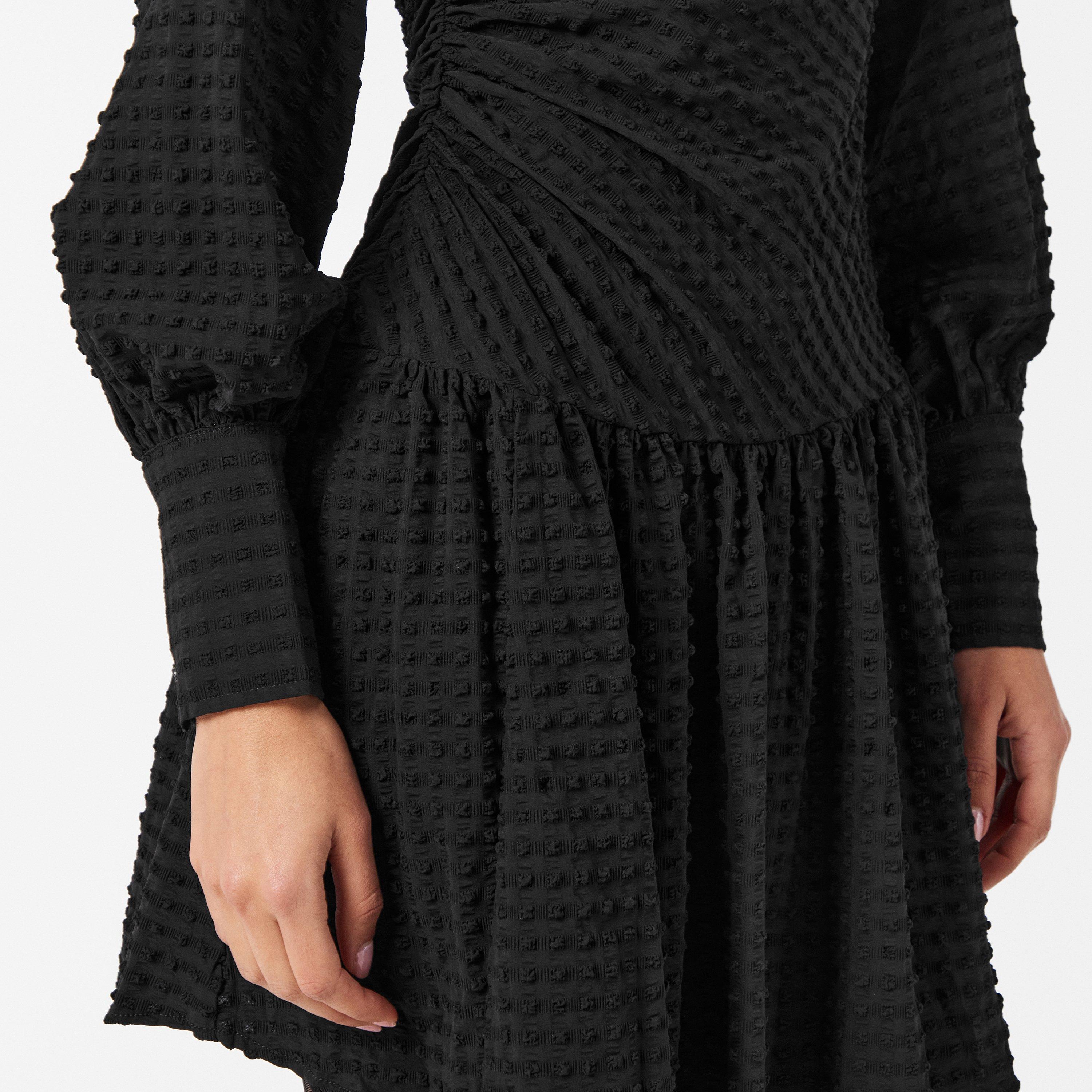 black - Ganni - Women's Gthrd Mini Dress - 5