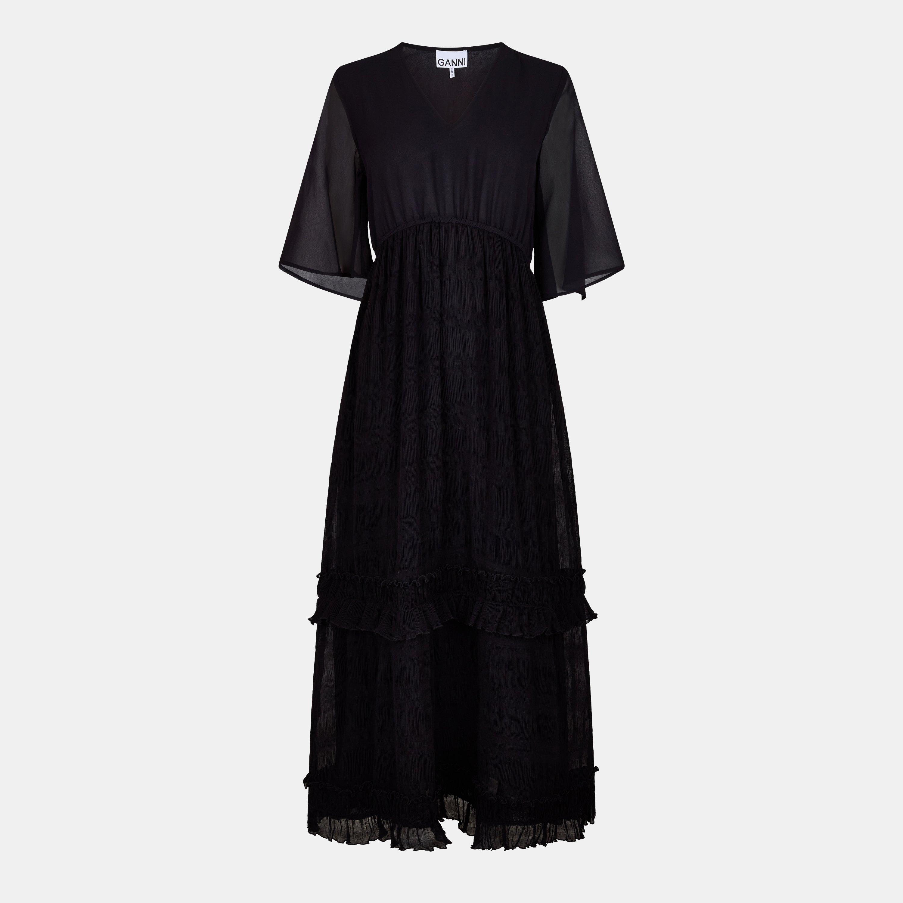 Ganni Women's GeorgetteV Maxi Dress - Black - Size 8 (34)