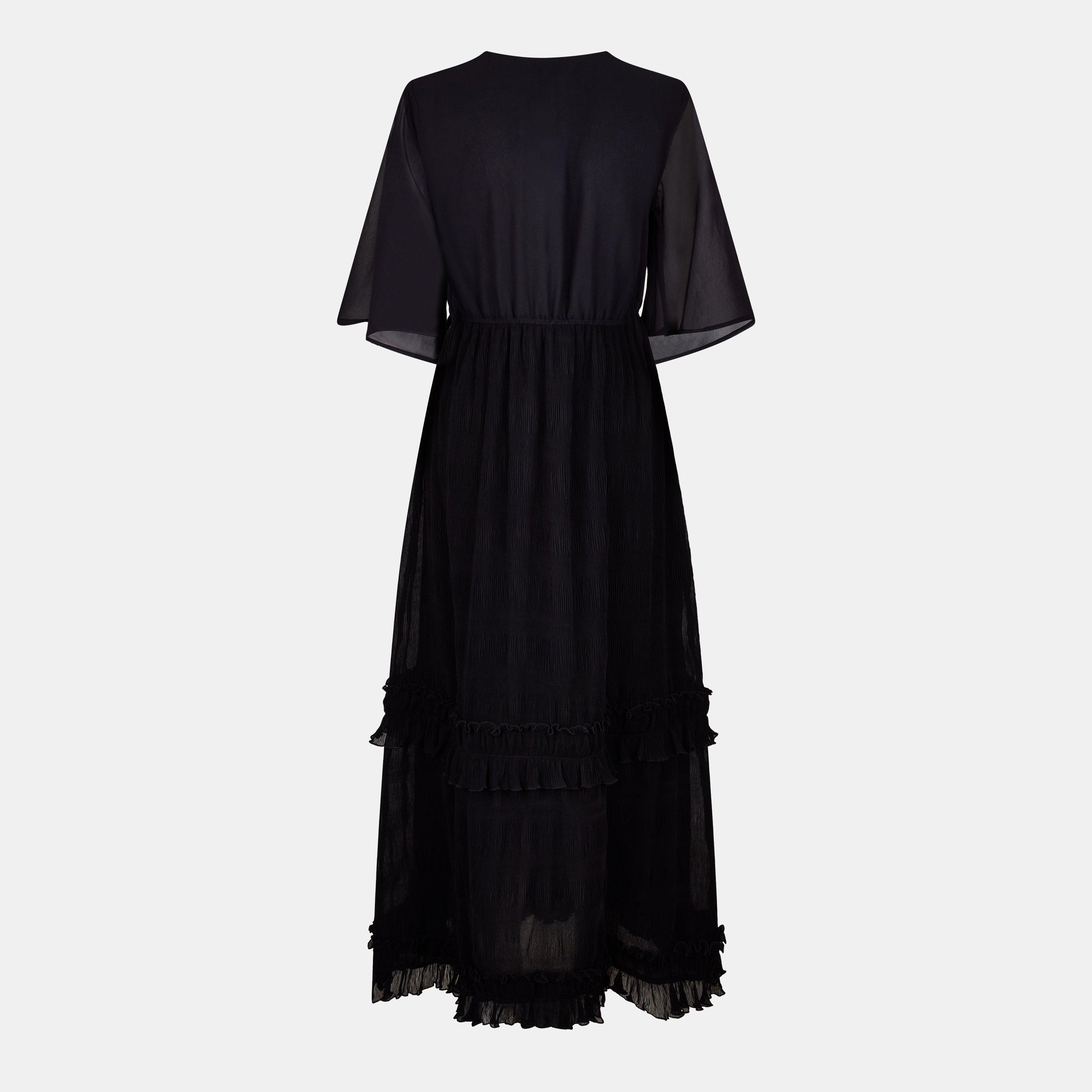 Black - Ganni - Women's GeorgetteV Maxi Dress - 2