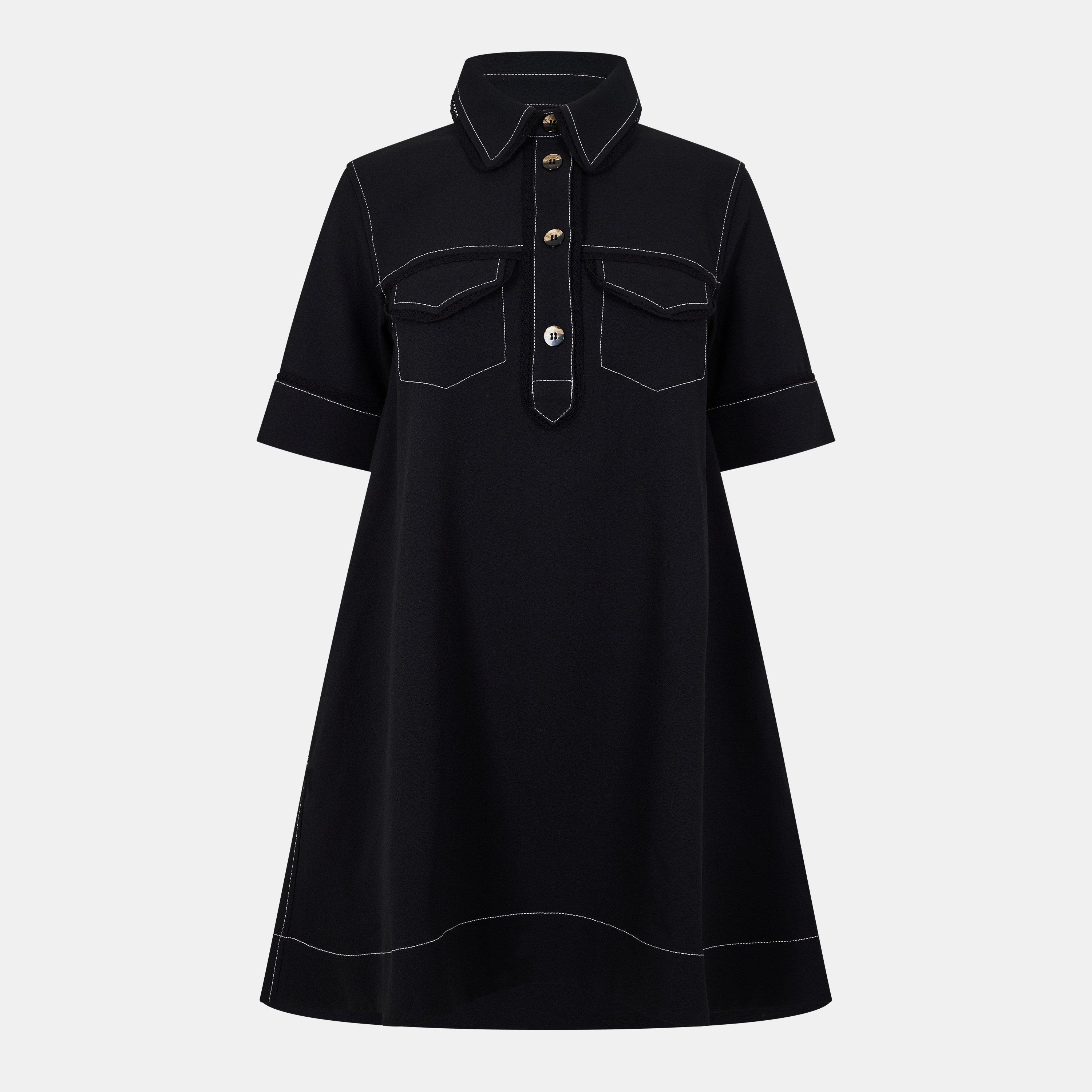 Ganni Women's Crepe Mini Dress - Black - Size 12 (38)