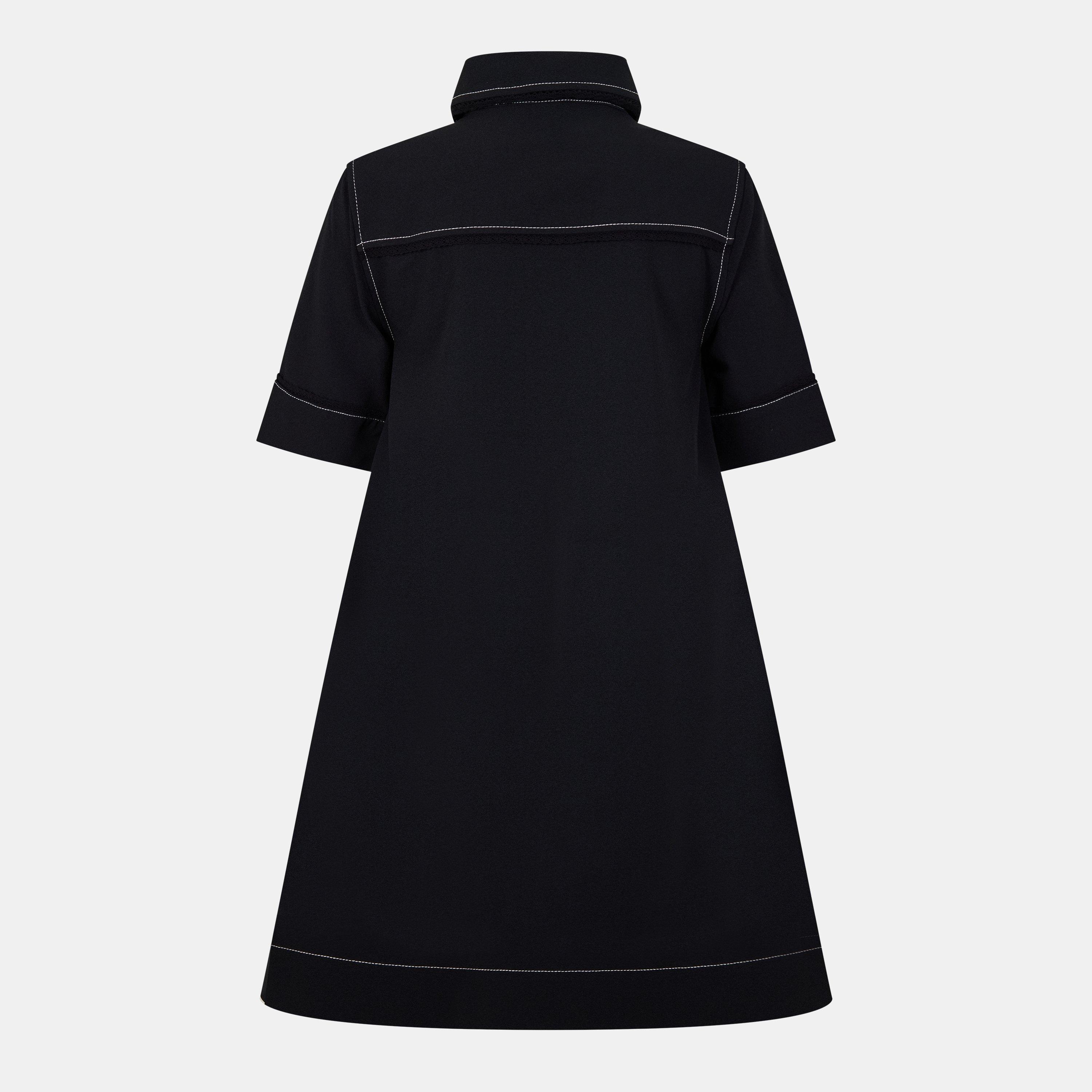 Black - Ganni - Ganni Crepe Mini Drs Ld99 - 2