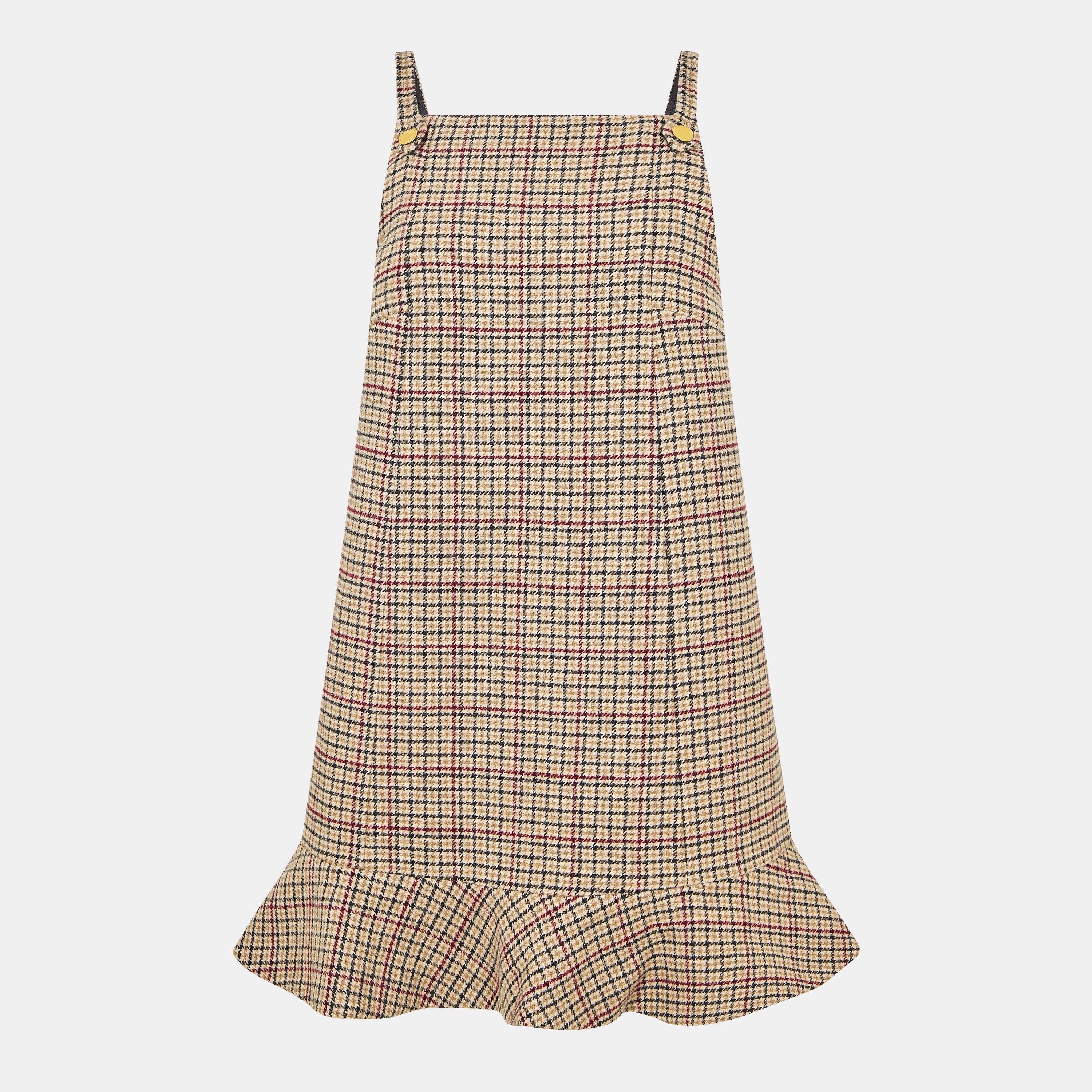 Ganni Women's Check Mini Pinafore Dress - Tigers Eye - Size 8 (34)