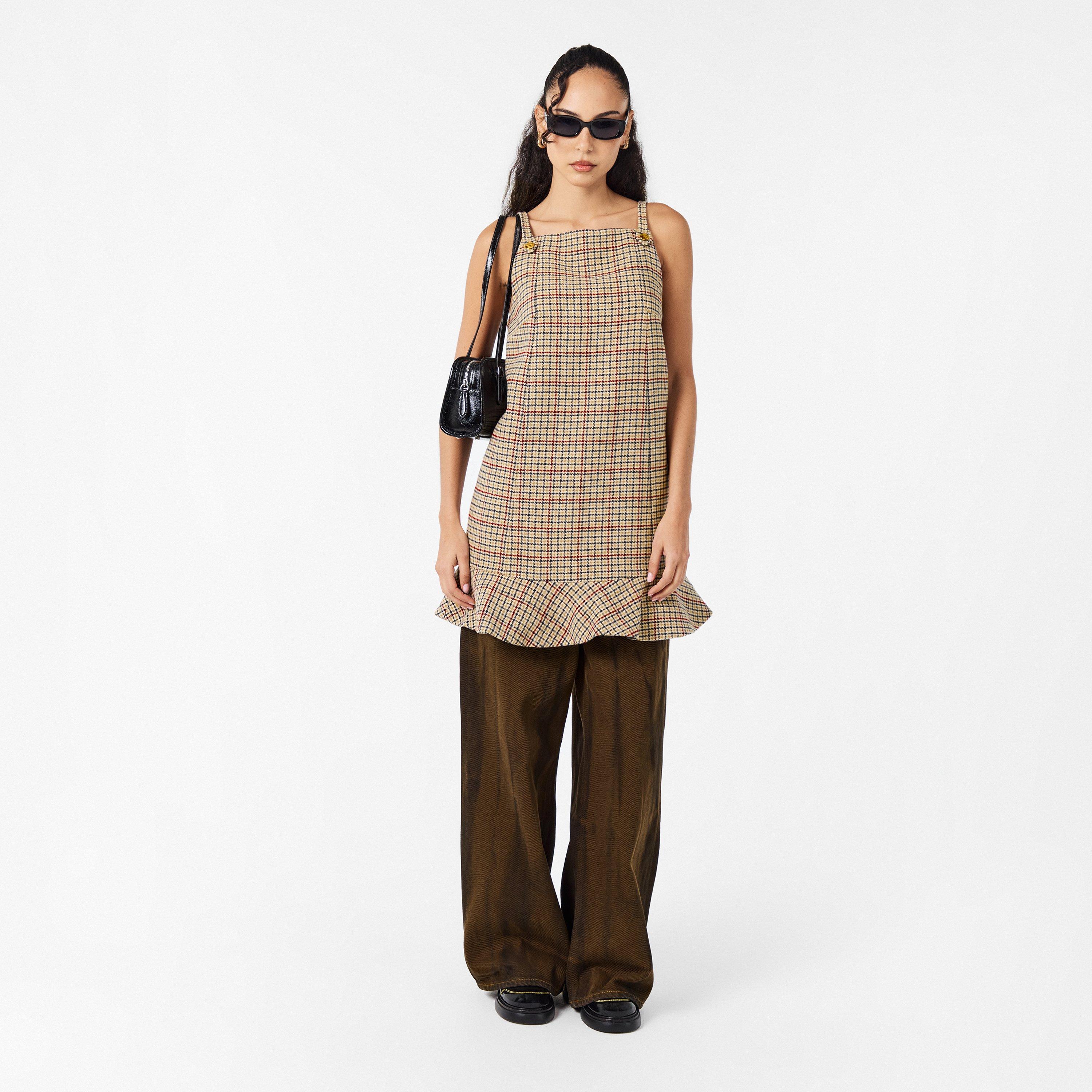 Tigers Eye - Ganni - Women's Check Mini Pinafore Dress - 6