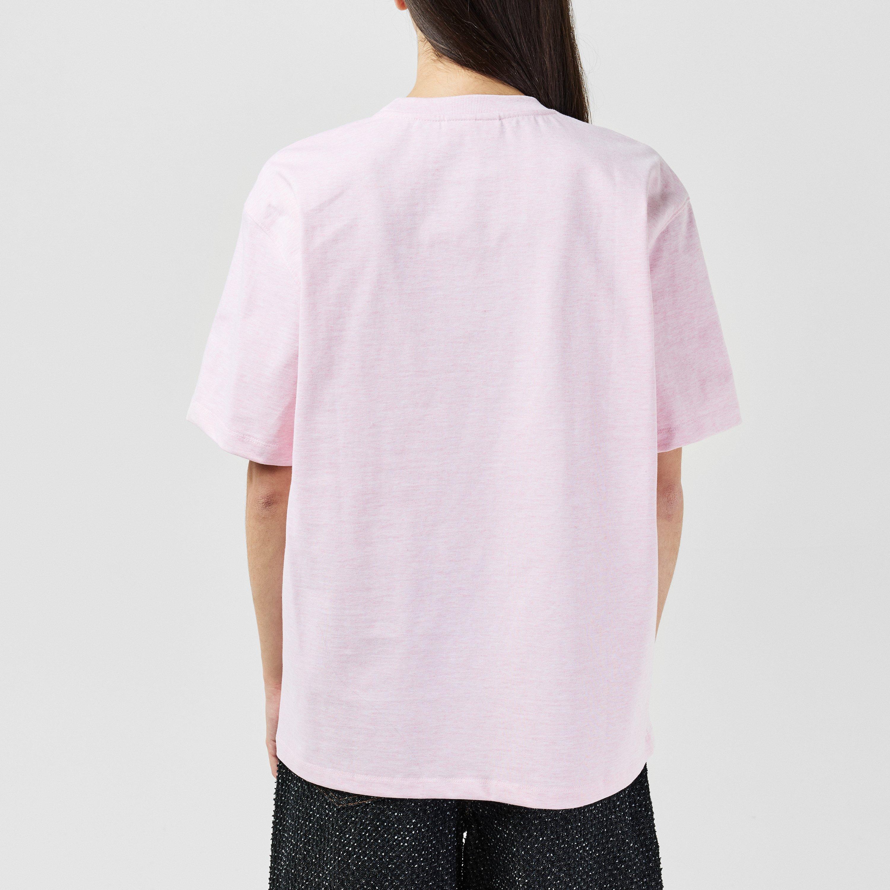Chalk Pink - Ganni - Women's Heart Regular Fit T-Shirt - 3