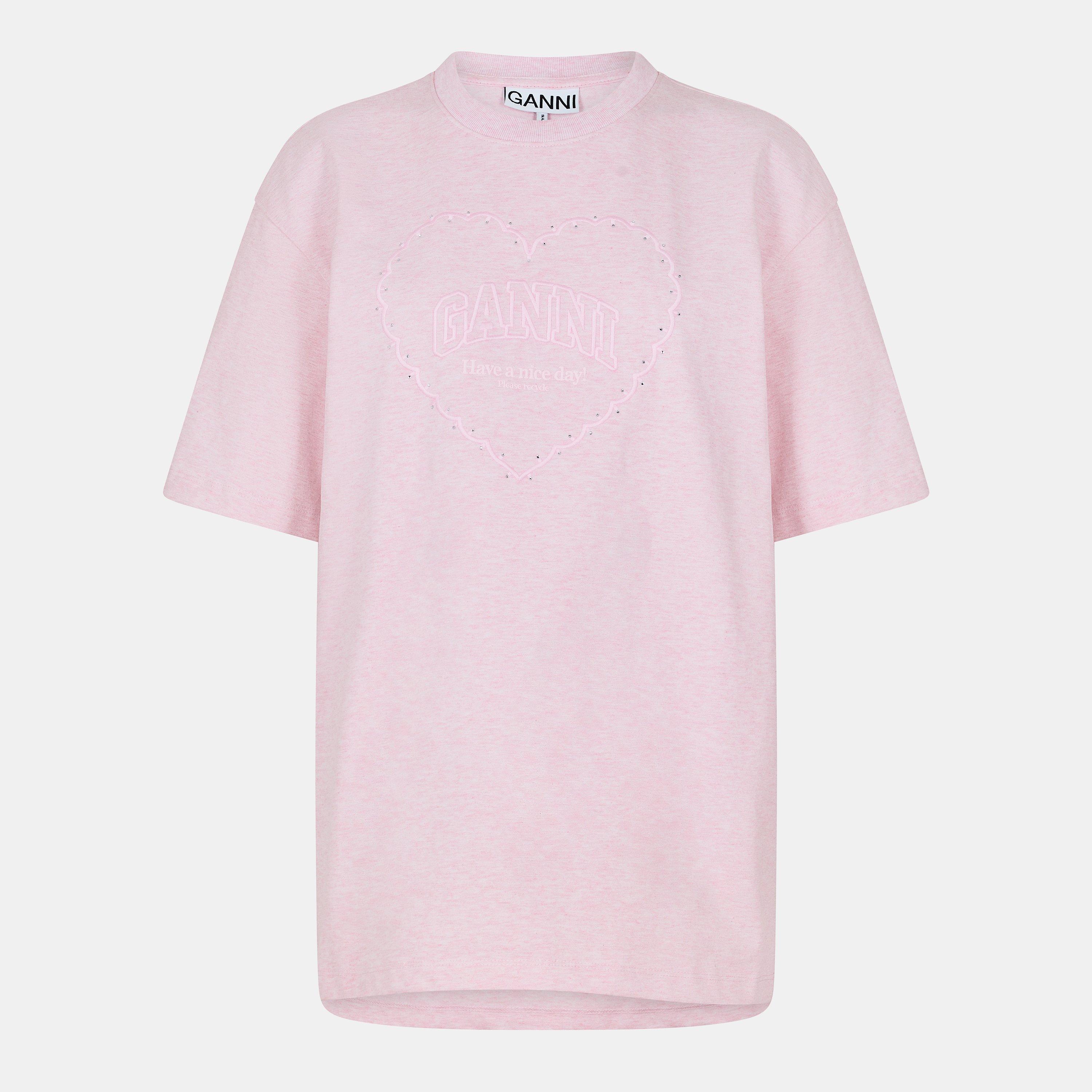 Chalk Pink - Ganni - Women's Drop Shoulder T-Shirt - 1