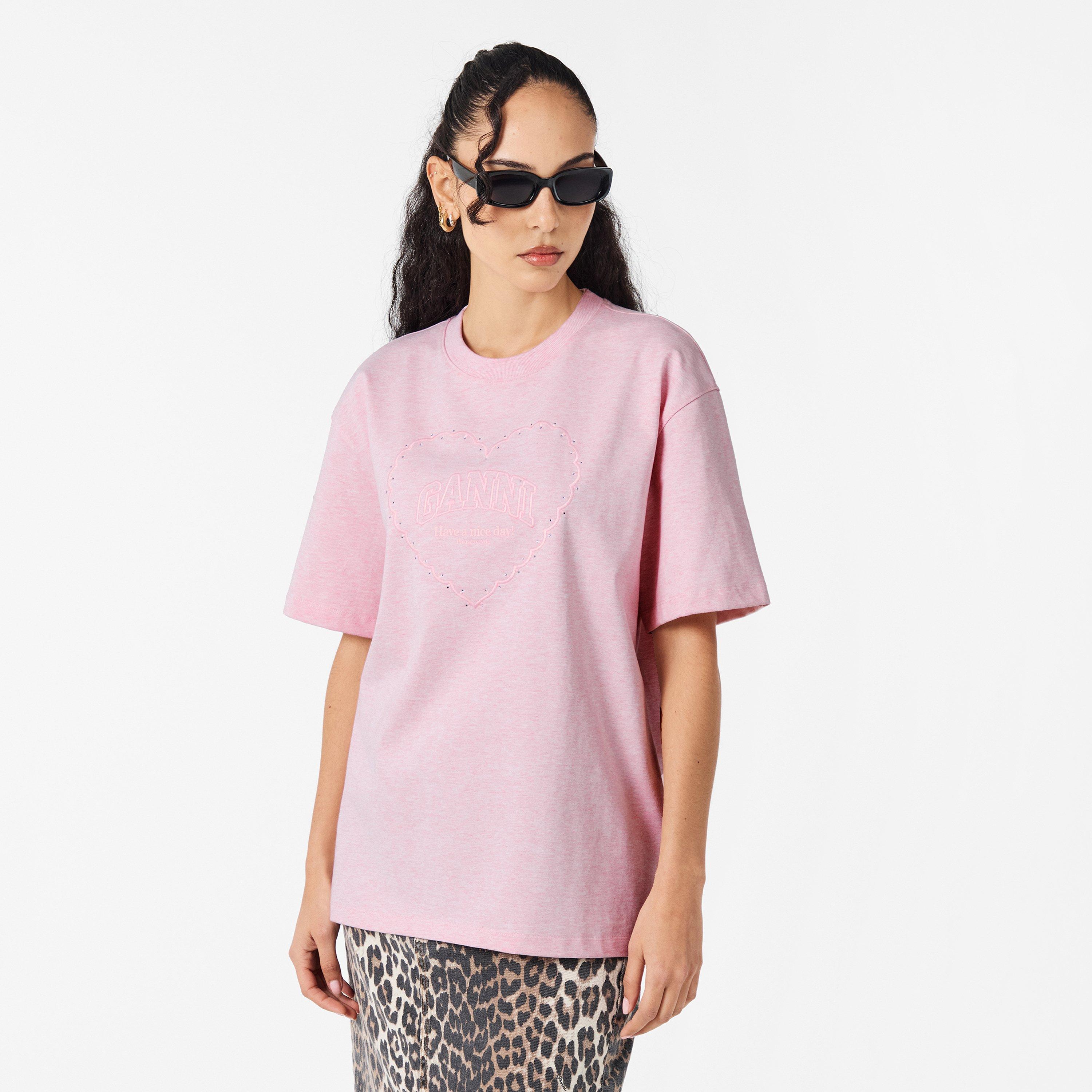 Chalk Pink - Ganni - Ganni Drop Shldr Tee Ld99 - 3