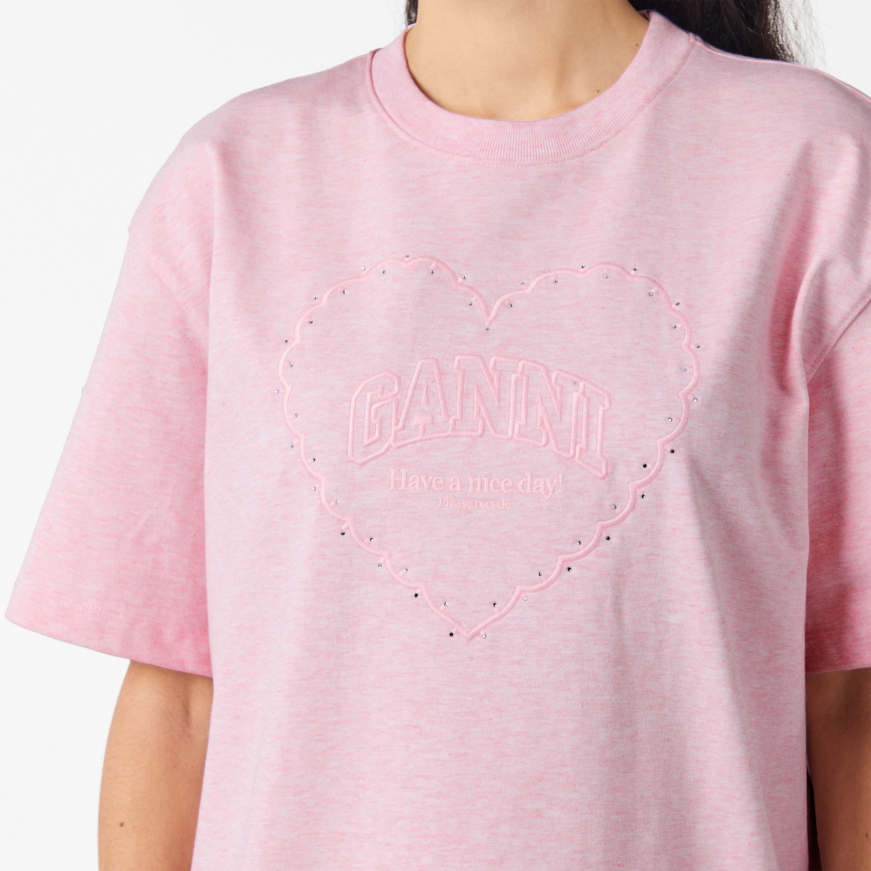 Chalk Pink - Ganni - Ganni Drop Shldr Tee Ld99 - 5