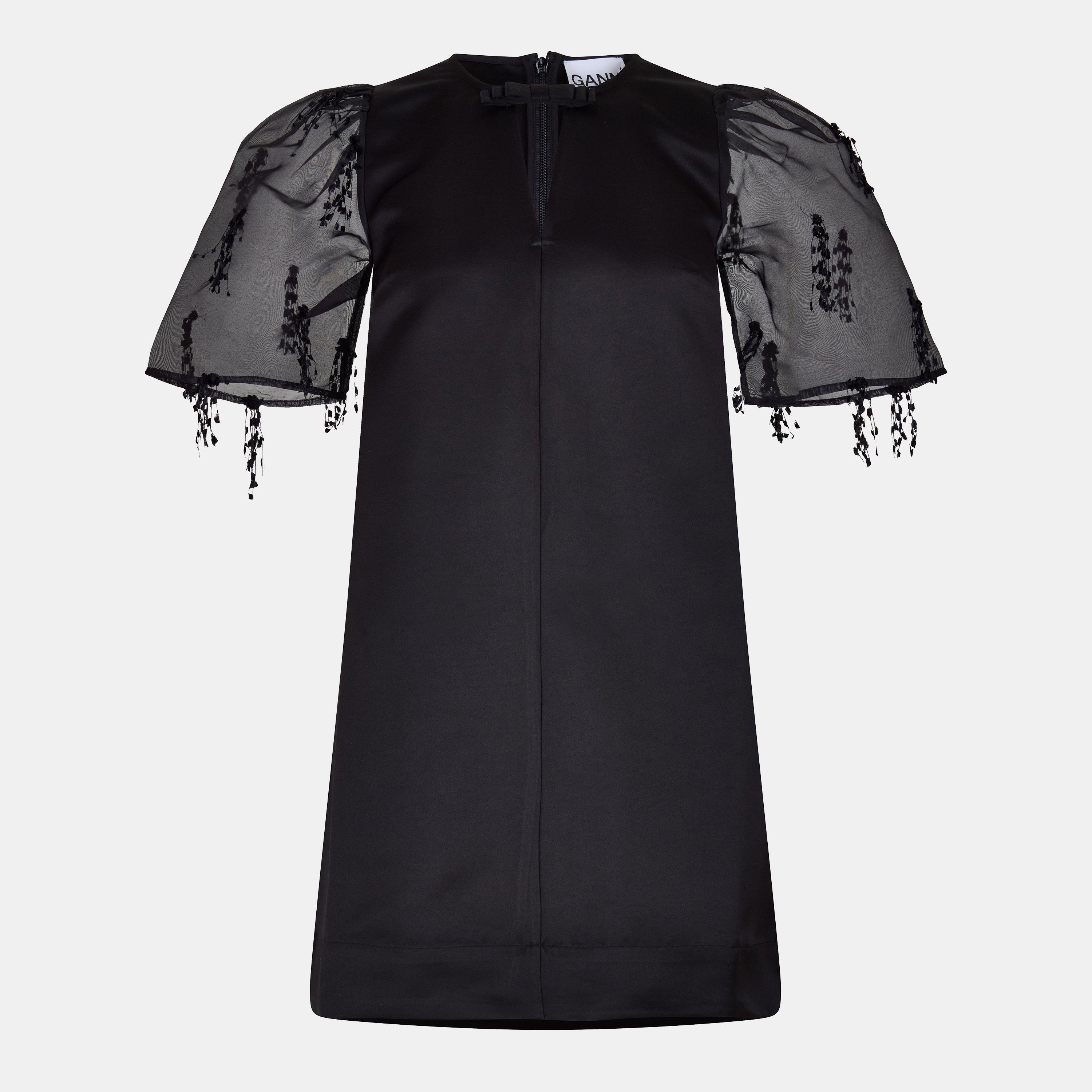 Ganni Women's Organza Mini Dress - Black - Size 6 (32)